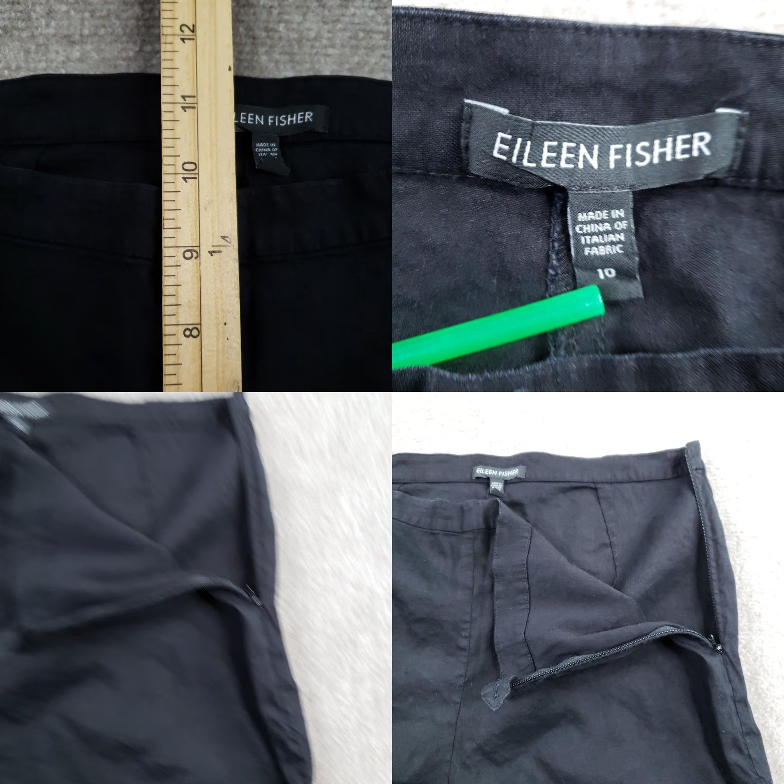 Eileen Fisher Eileen Fisher Wide Leg Dress Pants Womens 10 Black Zip Closure Italian Fabric Size 32" / US 10 / IT 46 - 8 Thumbnail