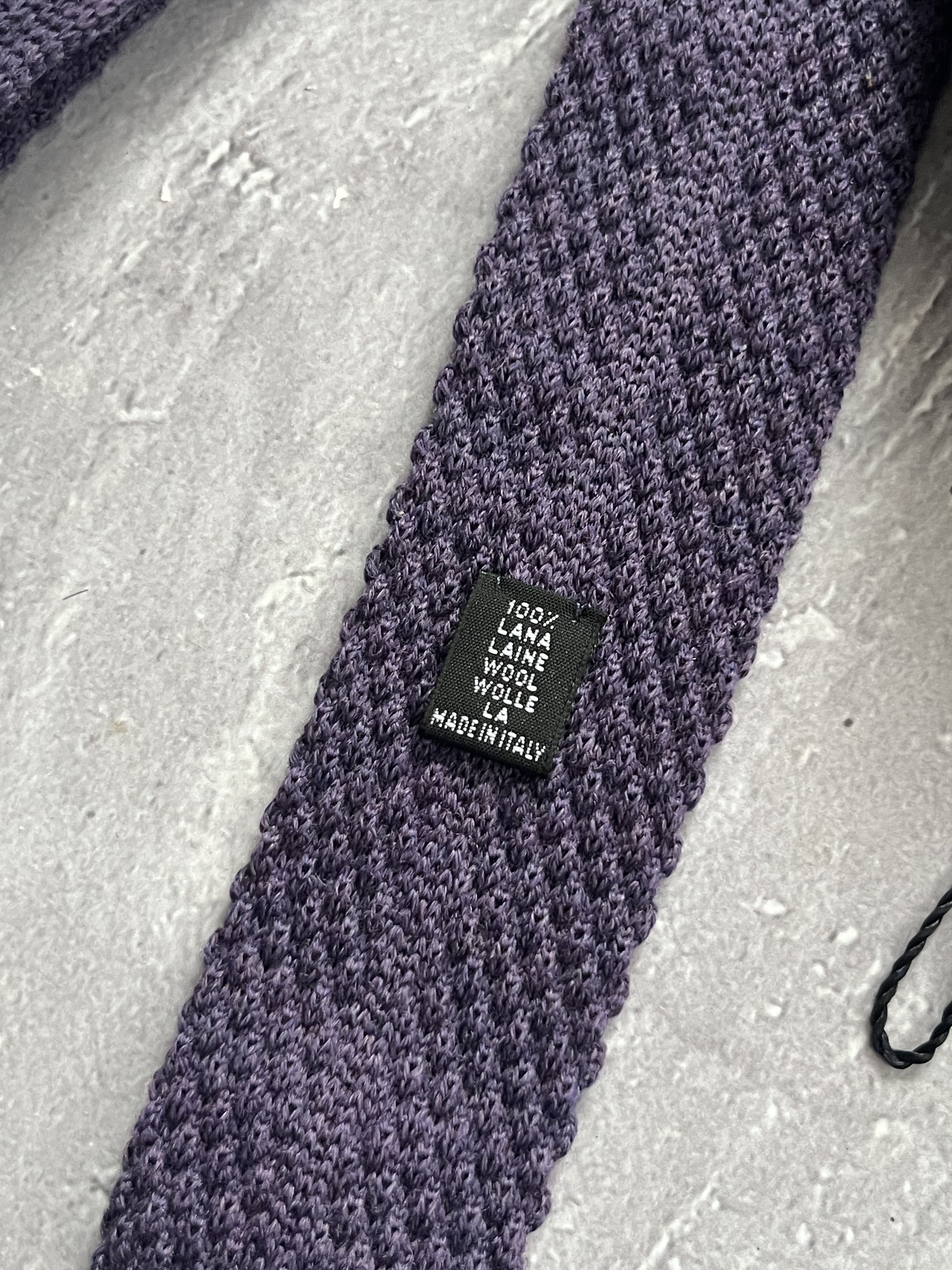 Pal Zileri Pal Zileri Knit Tie Wool Purple Textured Smart Casual Retro Size ONE SIZE - 3 Thumbnail