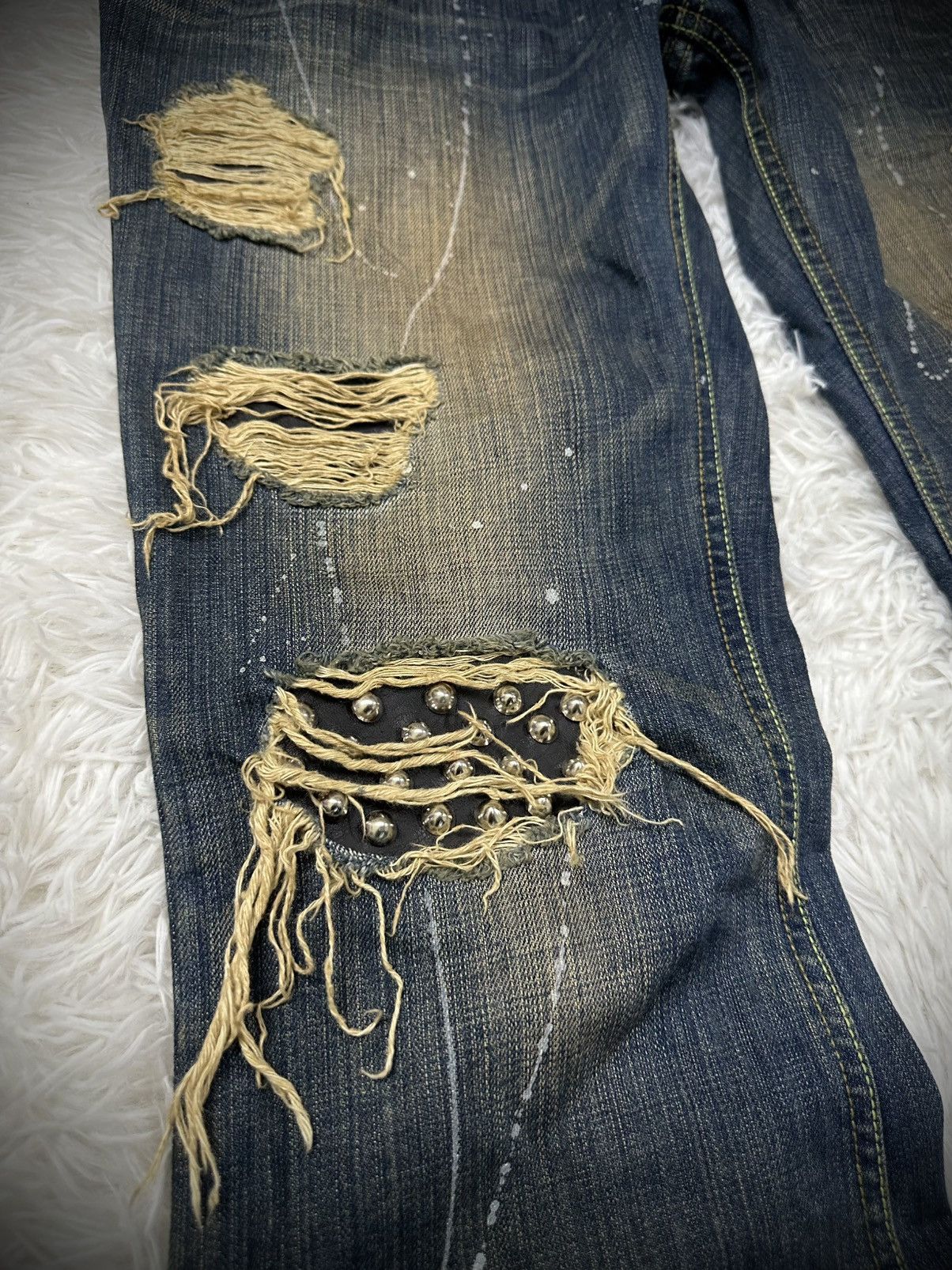 If Six Was Nine rare ifsixwasnine GENNARO mudwash studded flare jeans Size US 32 / EU 48 - 3 Thumbnail