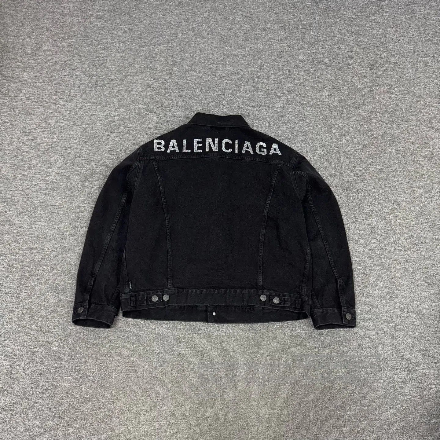 Balenciaga Balenciaga Rhinestone Logo Black Denim Jacket. Size XS / US 0-2 / IT 36-38 - 1 Thumbnail