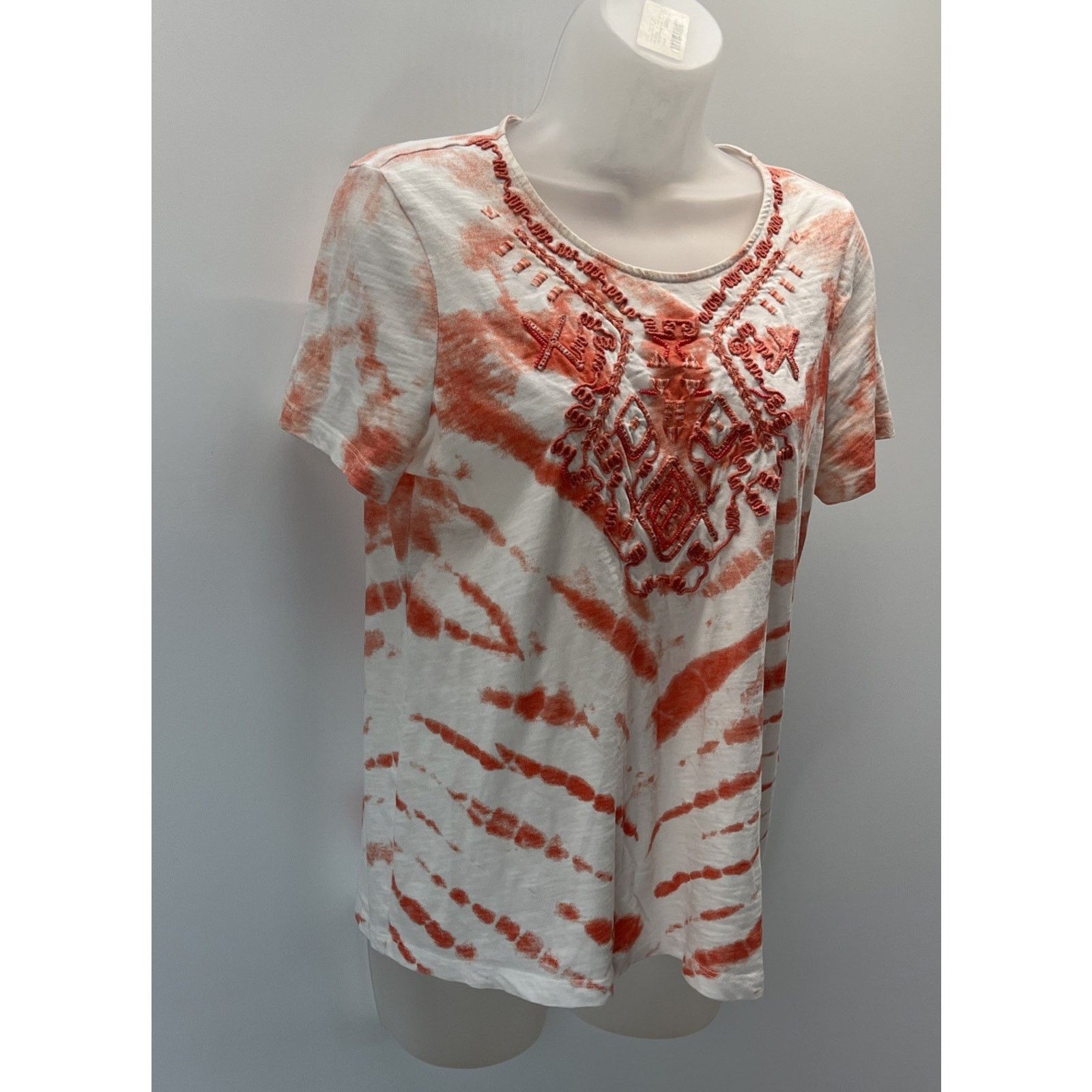 Chicos Chicos womens Top Size 0 Small Peach print T-shirt Size S / US 4 / IT 40 - 3 Thumbnail