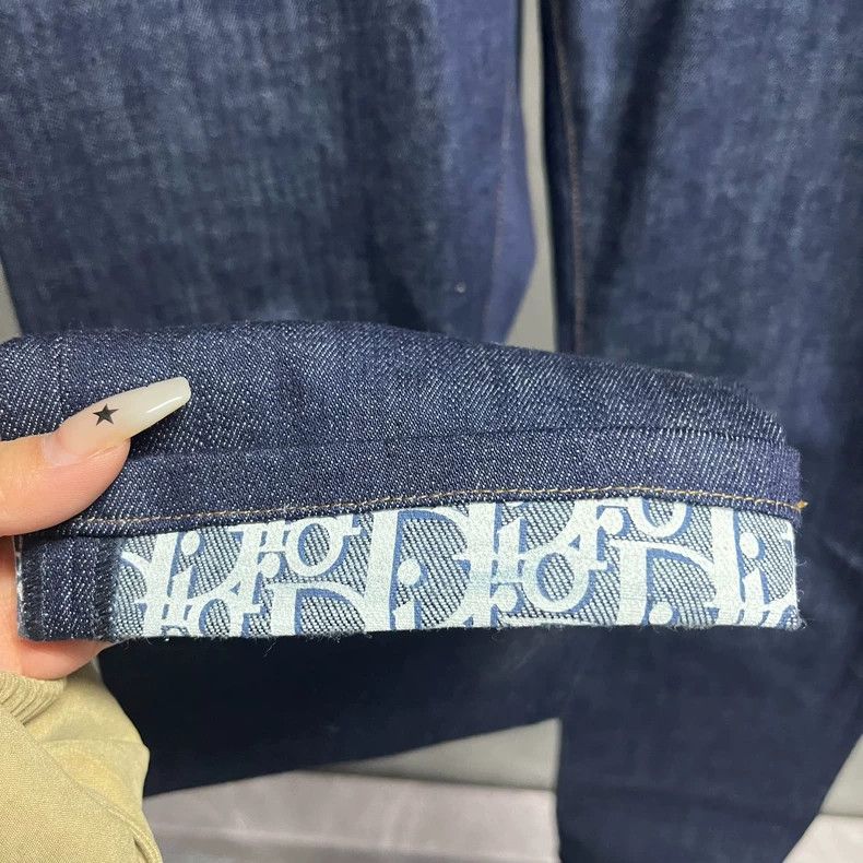 Dior The latest blue washed old mid-waist zipper straight jeans Size US 33 - 2 Thumbnail