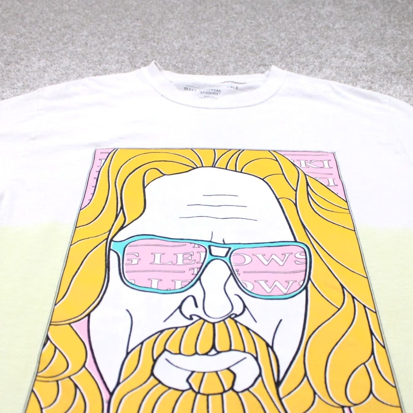 Vintage VINTAGE The Big Lebowski Shirt Mens Medium Yellow/White Universal Studios S/S Cotton Size US M / EU 48-50 / 2 - 4 Thumbnail