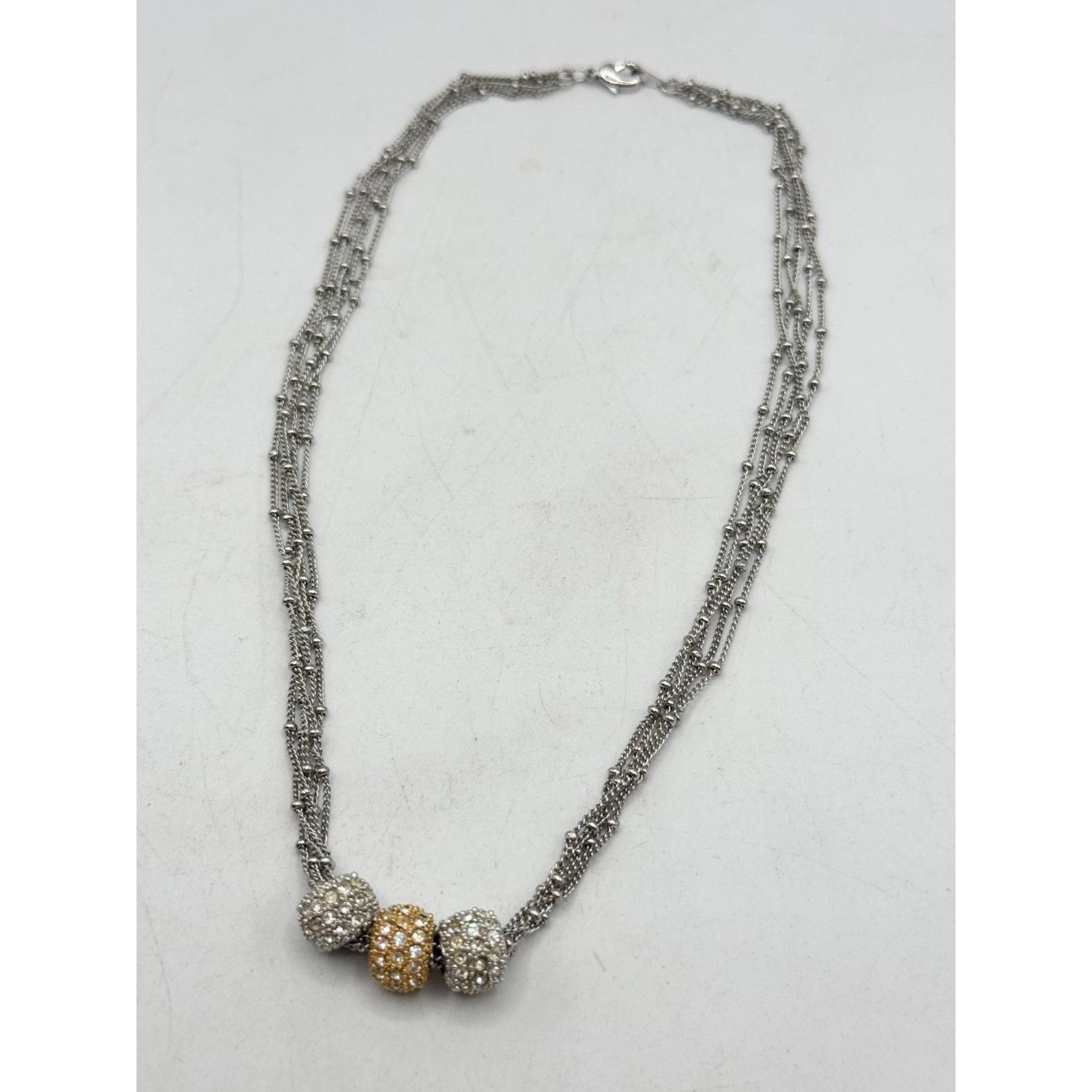 Vintage Vintage silver multi chain rhinestone necklace Size ONE SIZE - 4 Thumbnail