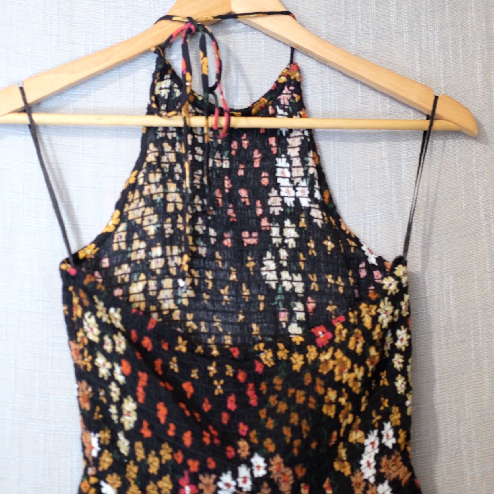 Vintage PATRONS OF PEACE Halter Top Black Floral Stretch Womens S Tank Sleeveless Slim Casual Beach Bohemian 90s (No Decade) Womens Size S / US 4 / IT 40 - 5 Thumbnail
