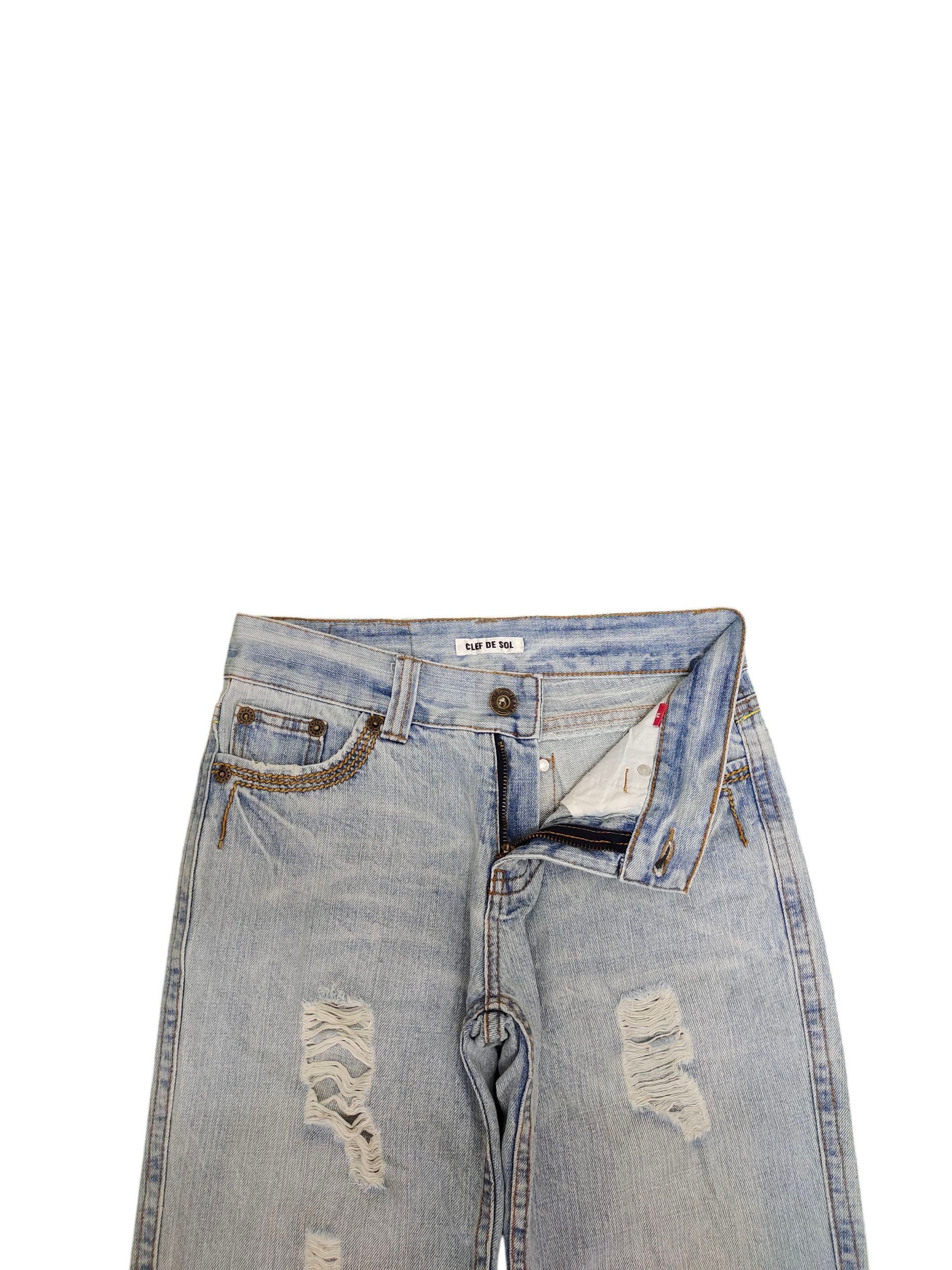 Hysteric Glamour × Undercover Japanese Brand Clef De Sol Clawmark Distress Faded Jeans Size US 29 - 7 Thumbnail