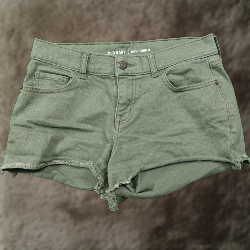 Old Navy Old Navy Women's Boyfriend Shorts 6 Regular Green Denim Casual Summer Frayed Hem Size 28" / US 6 / IT 42 - 1 Thumbnail