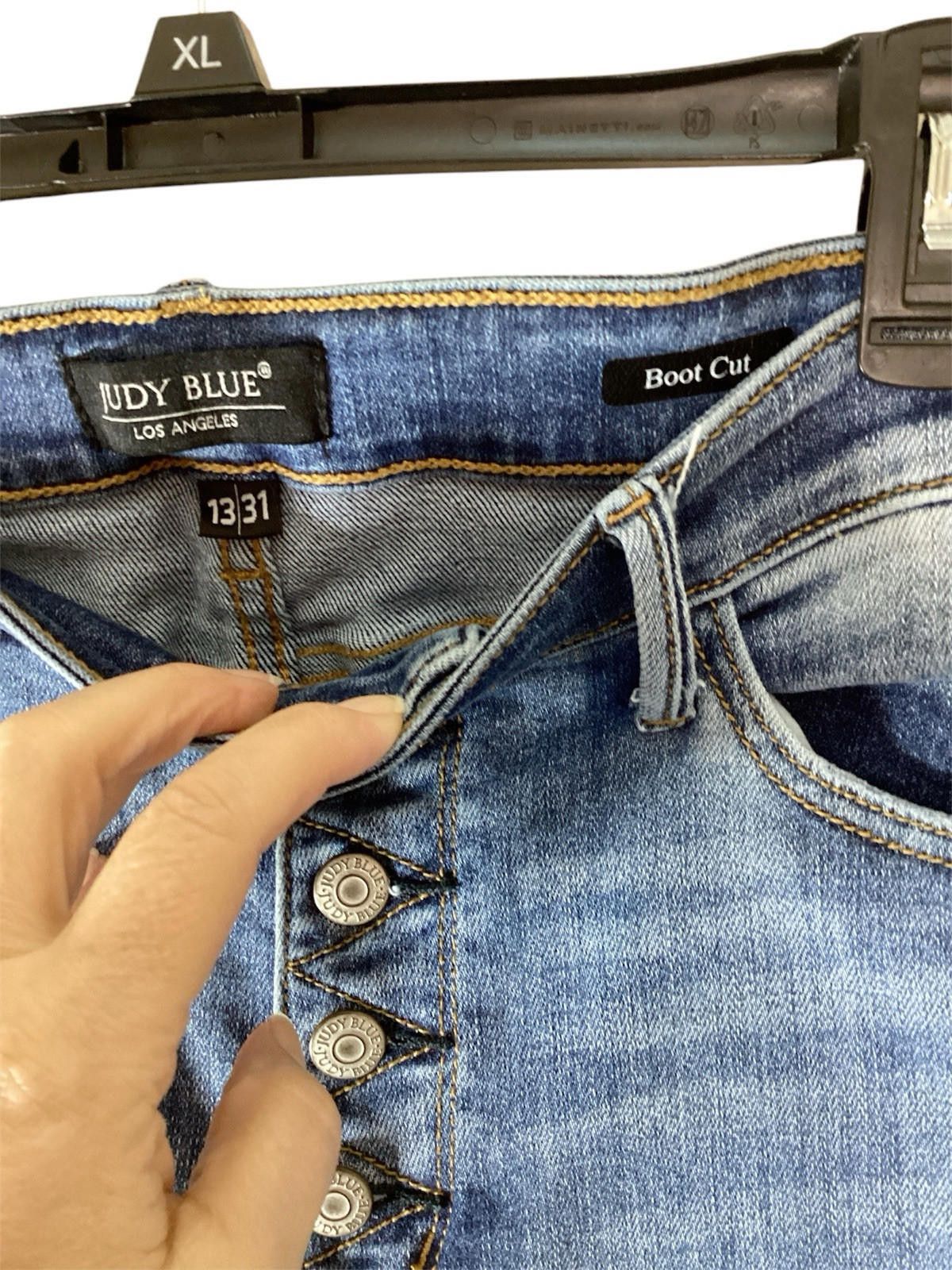 Designer Judy Blue Jeans Womens 13/31 High Rise Button Fly Boot Cut Size 31" - 3 Thumbnail