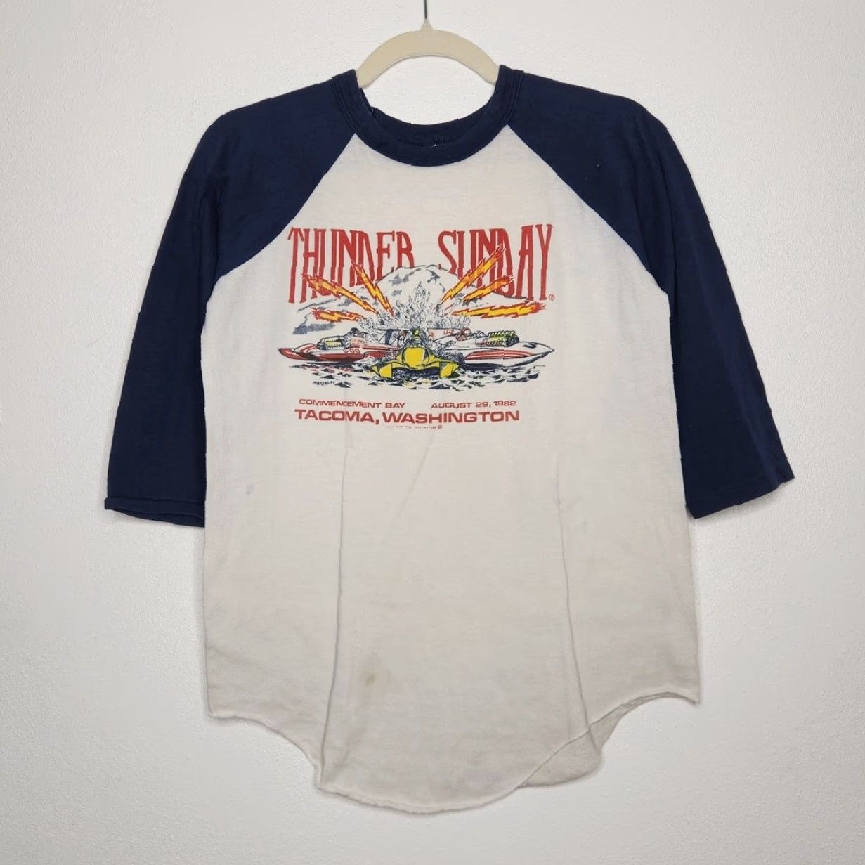 Glanshirt VINTAGE Thunder Sunday Boat Racing Raglan Shirt Size US M / EU 48-50 / 2 - 2 Thumbnail
