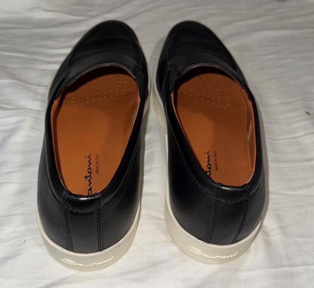 Santoni Santoni Black Leather SlipOn Loafers Sneakers Made in Italy Size US 10 / EU 43 - 4 Thumbnail