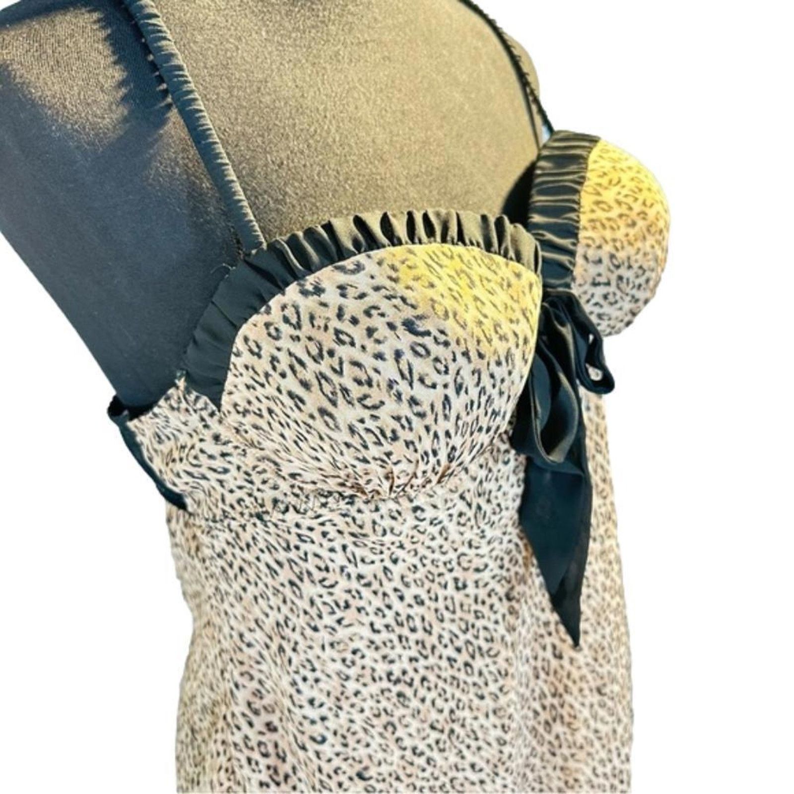 Designer Leopard Print Babydoll Nightie with Bow Thong Size ONE SIZE - 2 Thumbnail