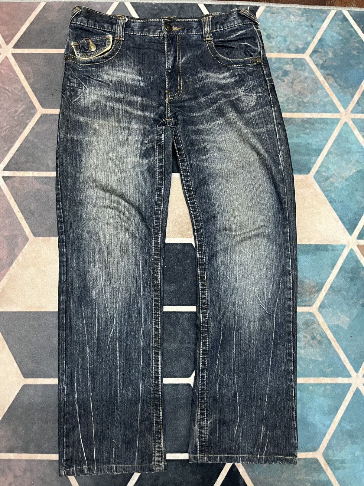 Tornado Mart 💥Japanese Brand BACK RUSH Mini Flare Jeans Size US 33 - 10 Thumbnail