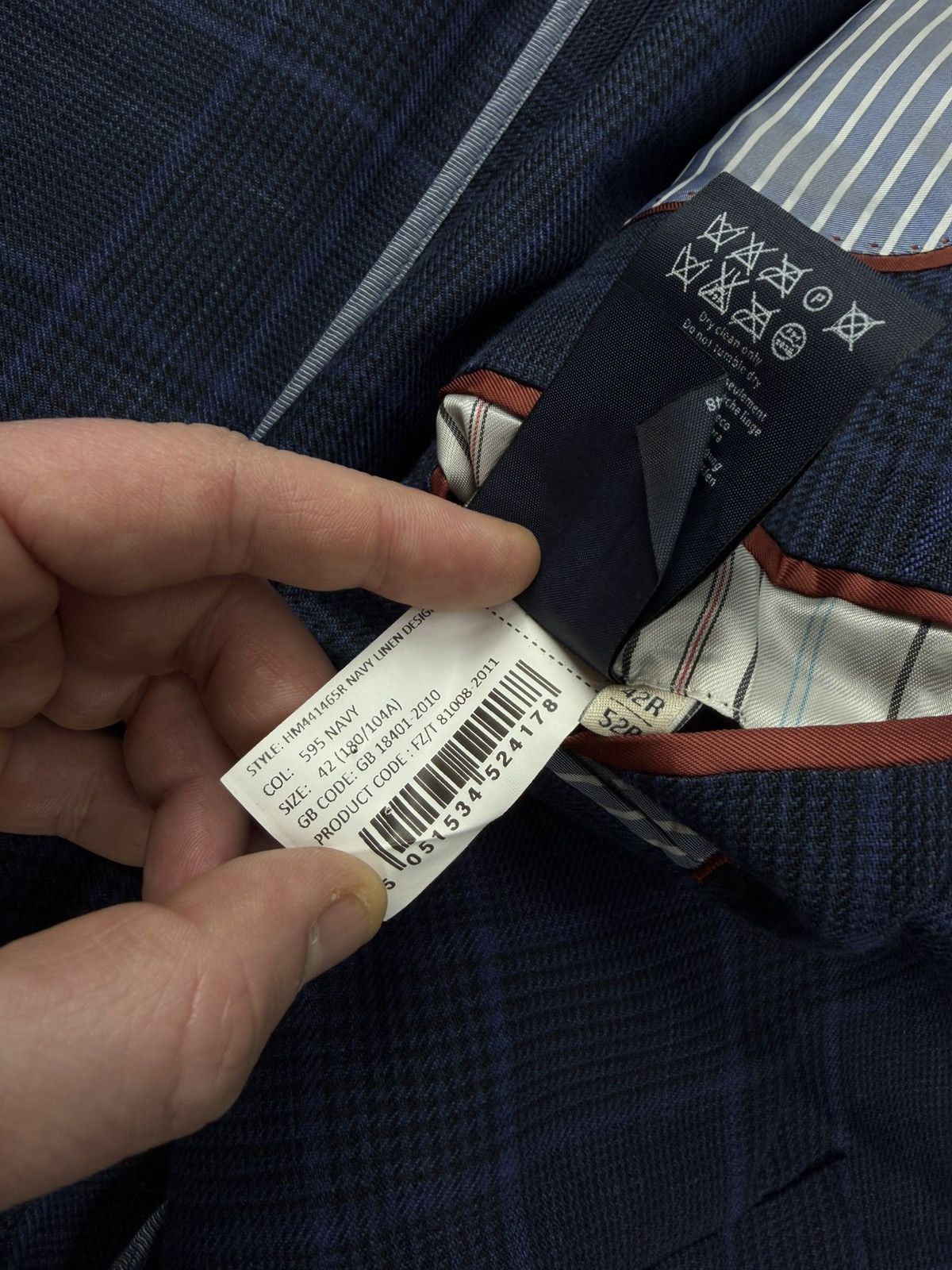 Hackett Hackett London Navy Linen Blazer Blue Check 42R 52R Size 42R - 14 Thumbnail