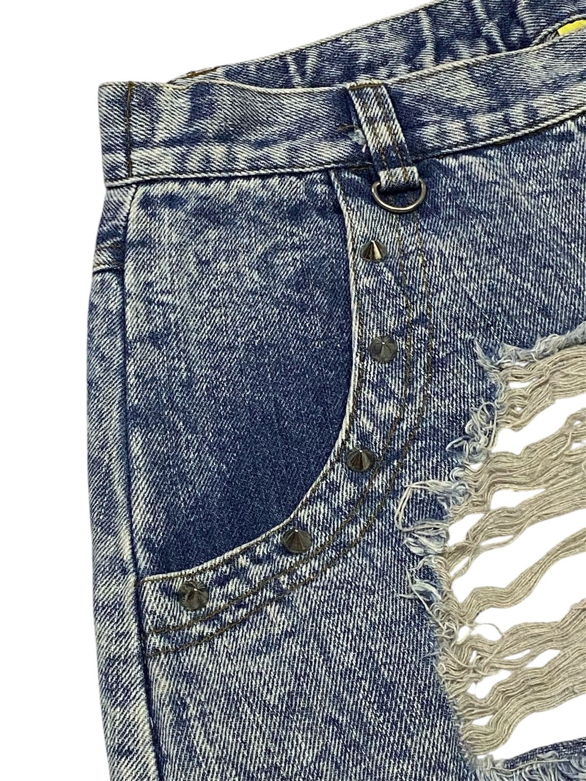 Japanese Brand Super Lovers Ripped Distressed Drop Crotch Baggy Jeans Size 28" / US 6 / IT 42 - 6 Thumbnail