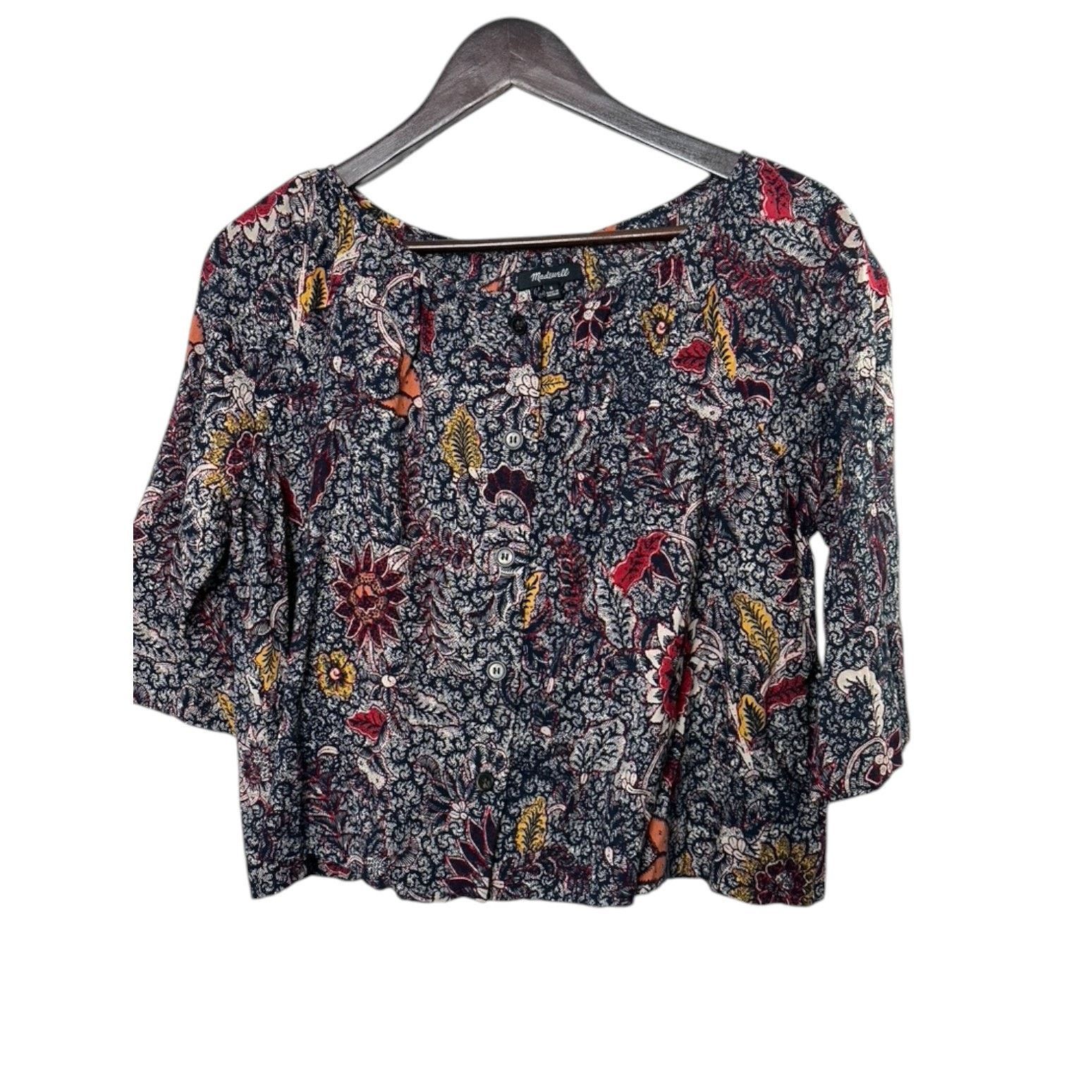 Madewell Madewell Button-Front Raglan Top in Bali Blooms Small Size S / US 4 / IT 40 - 1 Thumbnail
