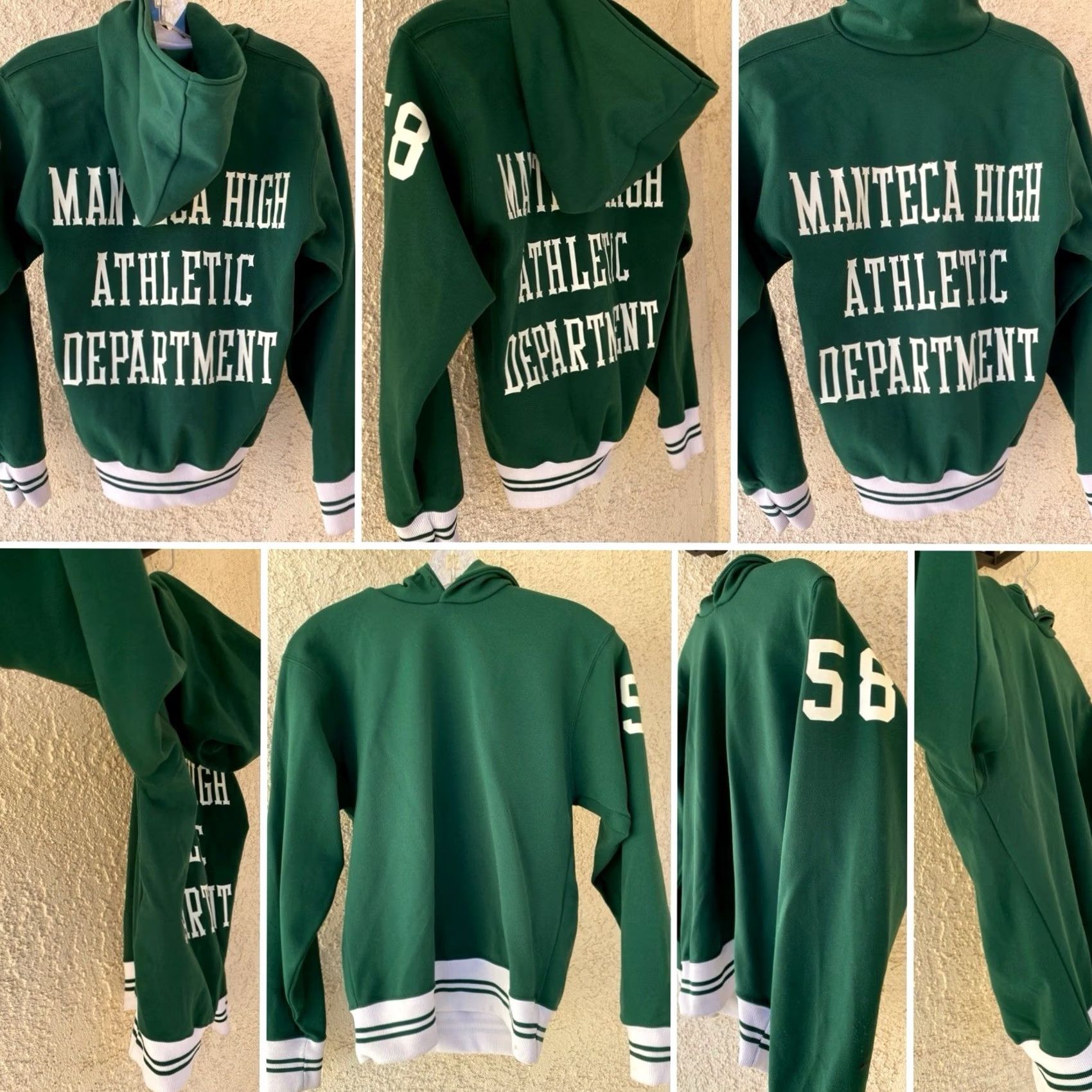 Russell Athletic VINTAGE Russell Athletic Manteca High Athletic Dept Hoodie Shirt Mens S Green USA Nylon Pullover Graphic Print 58 Size US S / EU 44-46 / 1 - 2 Thumbnail