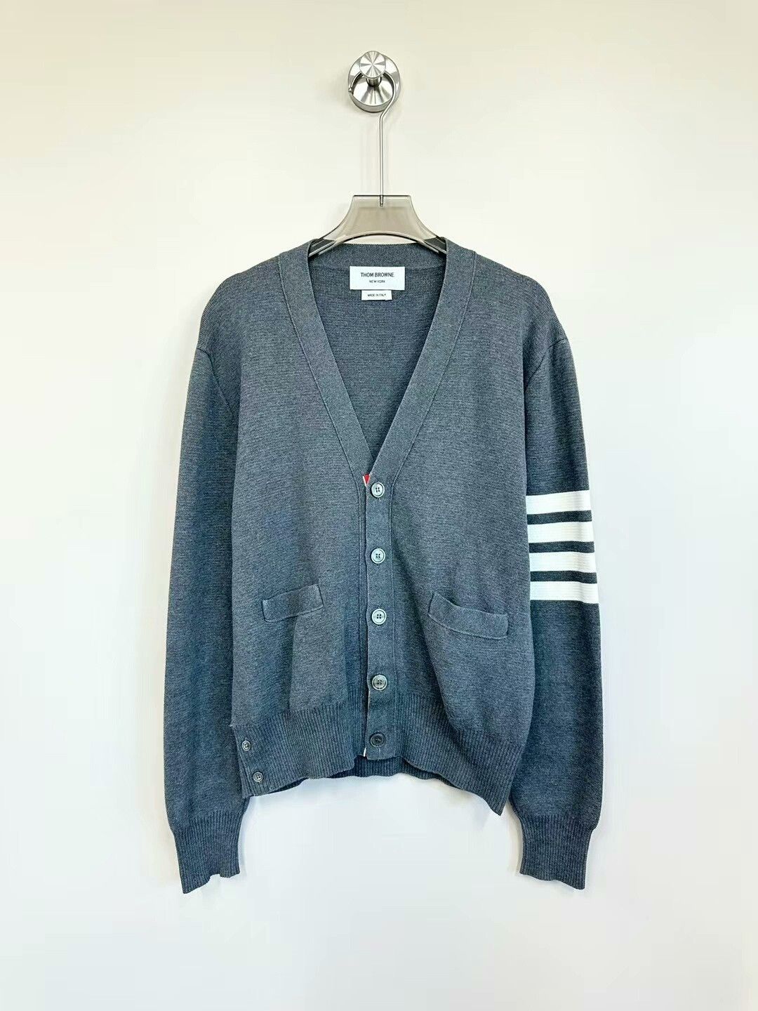 Thom Browne thom browne gray classic knit cardigan Size US XXS / EU 40 - 1 Thumbnail