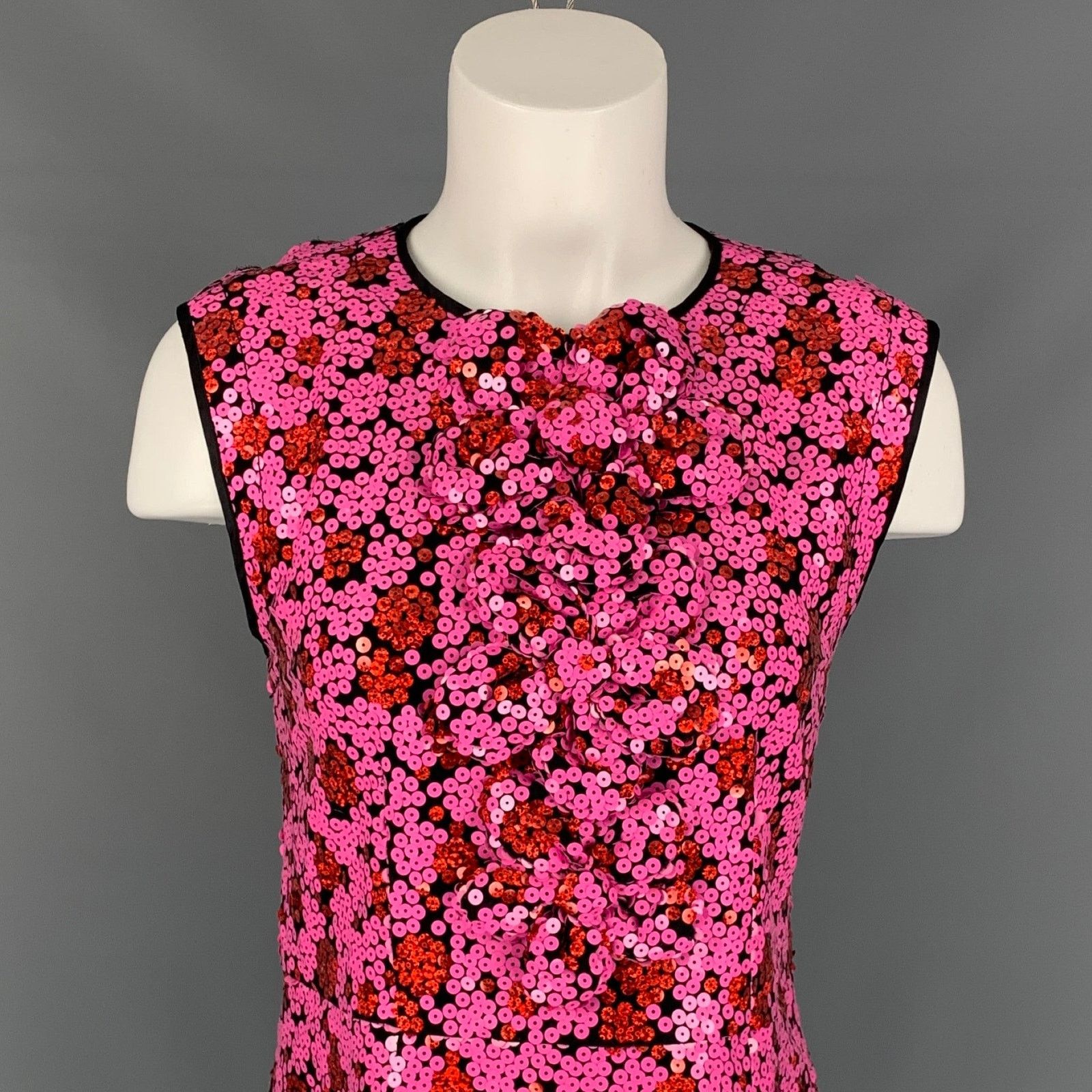Marc Jacobs Black & Pink Polyester Blend Sequined Sleeveless Dress Top Size M / US 6-8 / IT 42-44 - 2 Thumbnail