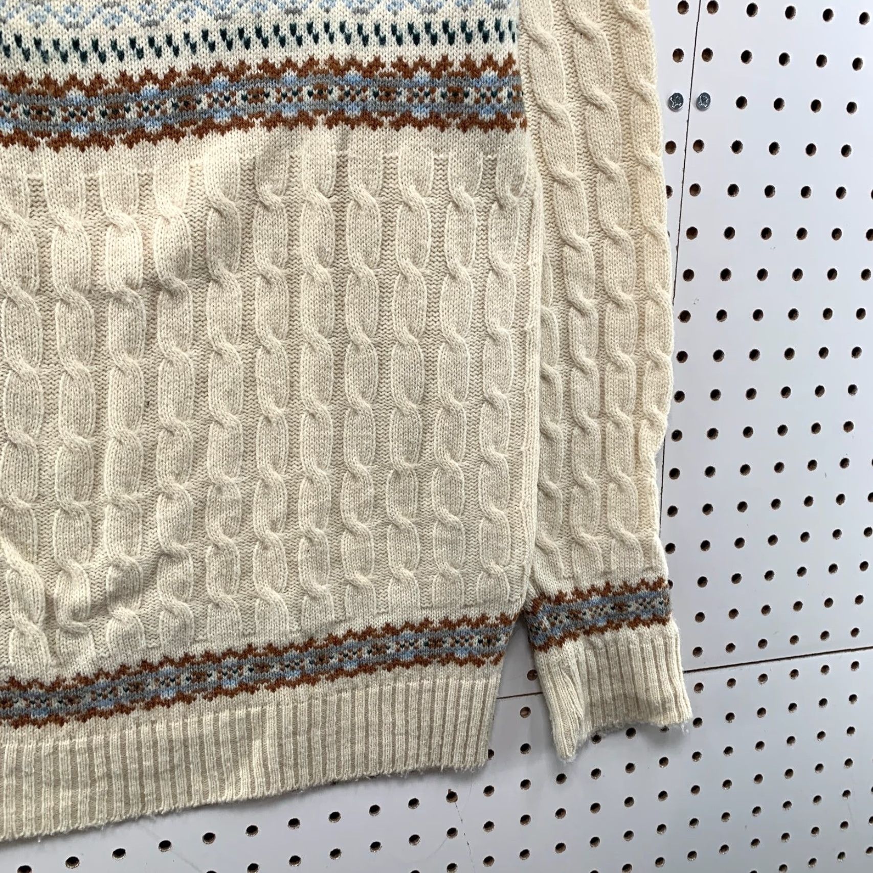 Vintage VINTAGE Lord Jeff Sweater Mens M Beige Fair Isle Cable Knit Orlon Acrylic Size US M / EU 48-50 / 2 - 7 Thumbnail