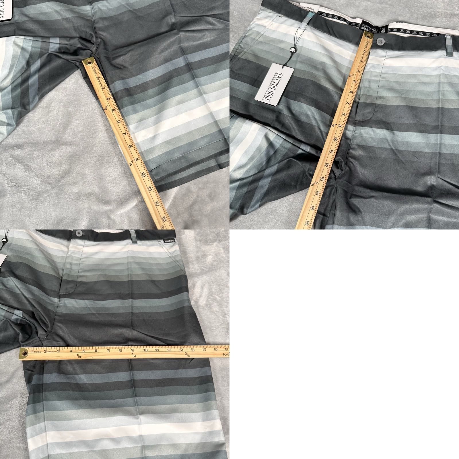 Vintage Tattoo Golf Pleated Chino Shorts Mens 42 11” Striped New With Defects! Size US 42 / EU 58 - 9 Thumbnail