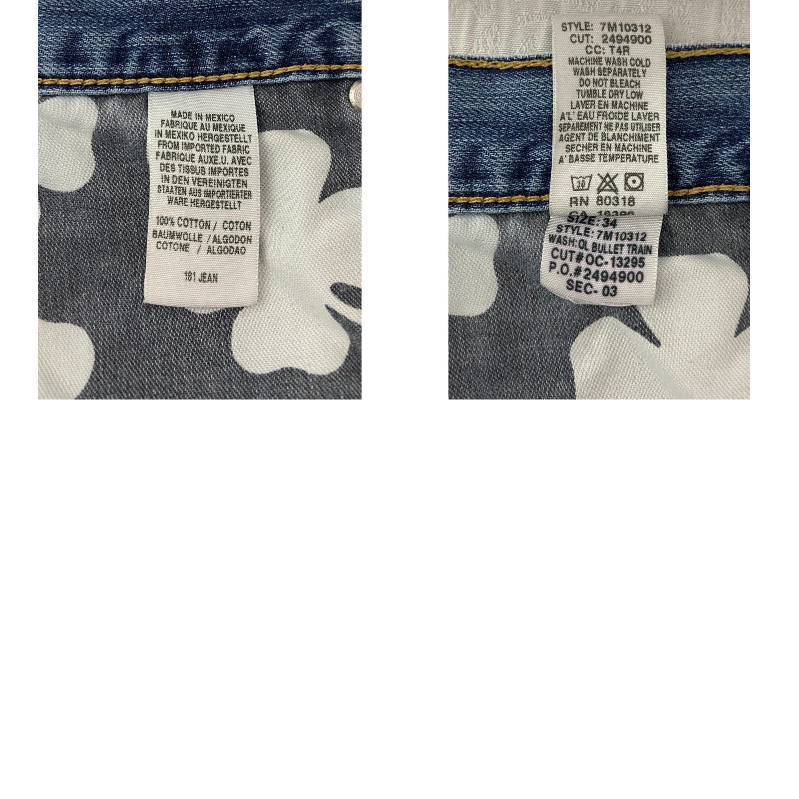 Lucky Brand VINTAGE Lucky Brand Jeans Mens 34 Blue Denim 5-Pocket Button Rise Mid Distressed Logo Cotton Straight 33 Inseam Regular Waist 34 California Mexico Size US 34 / EU 50 - 9 Thumbnail