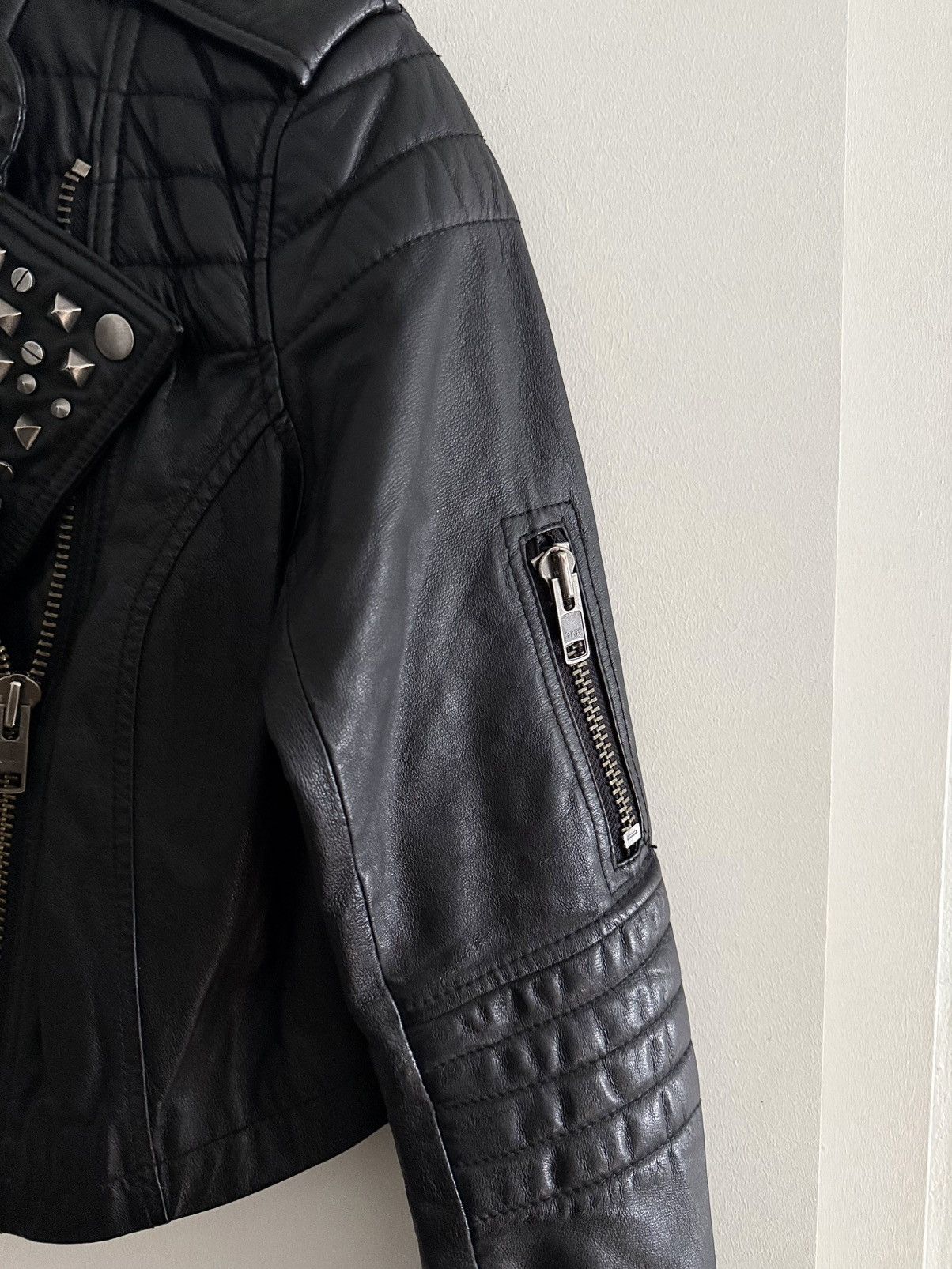 Japanese Brand Cropped Studded Leather Jacket Size US XS / EU 42 / 0 - 3 Thumbnail