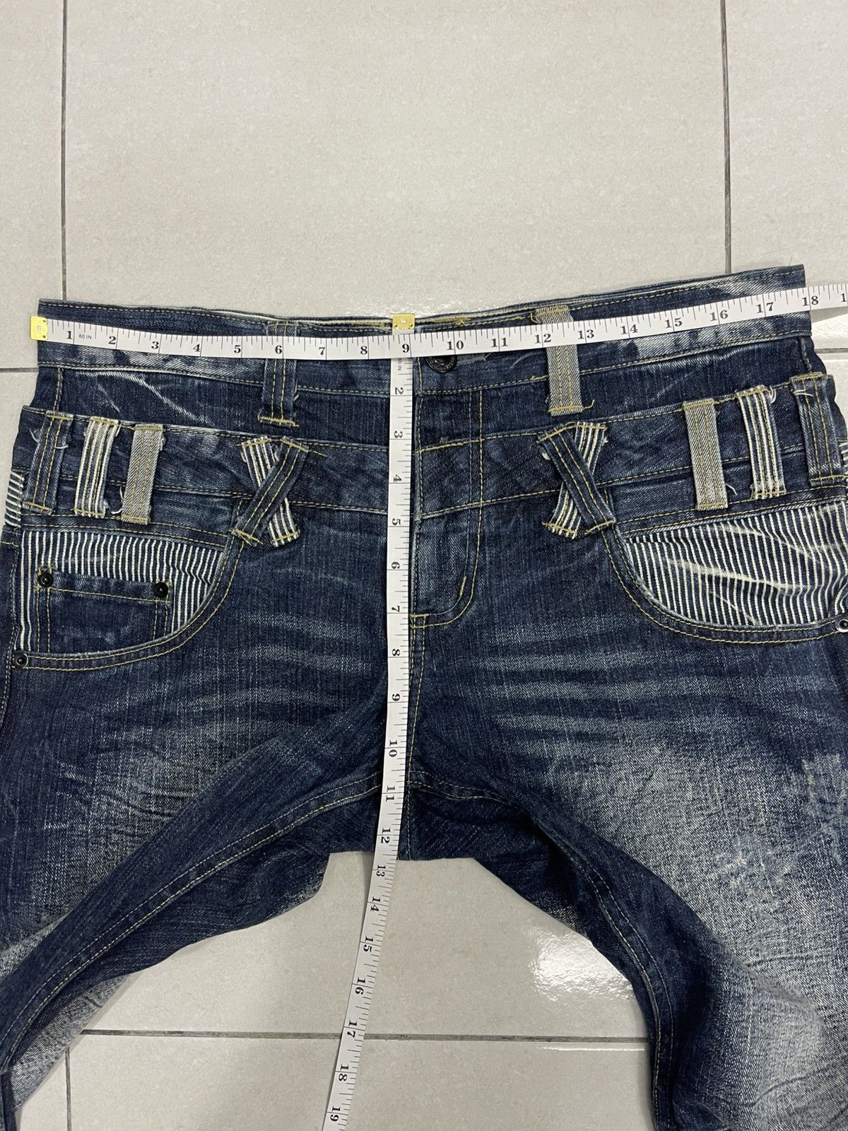 Japanese Brand Dominate Handcrafted Jeans Double Waist Hickory Stripe Denim Size US 35 - 9 Thumbnail