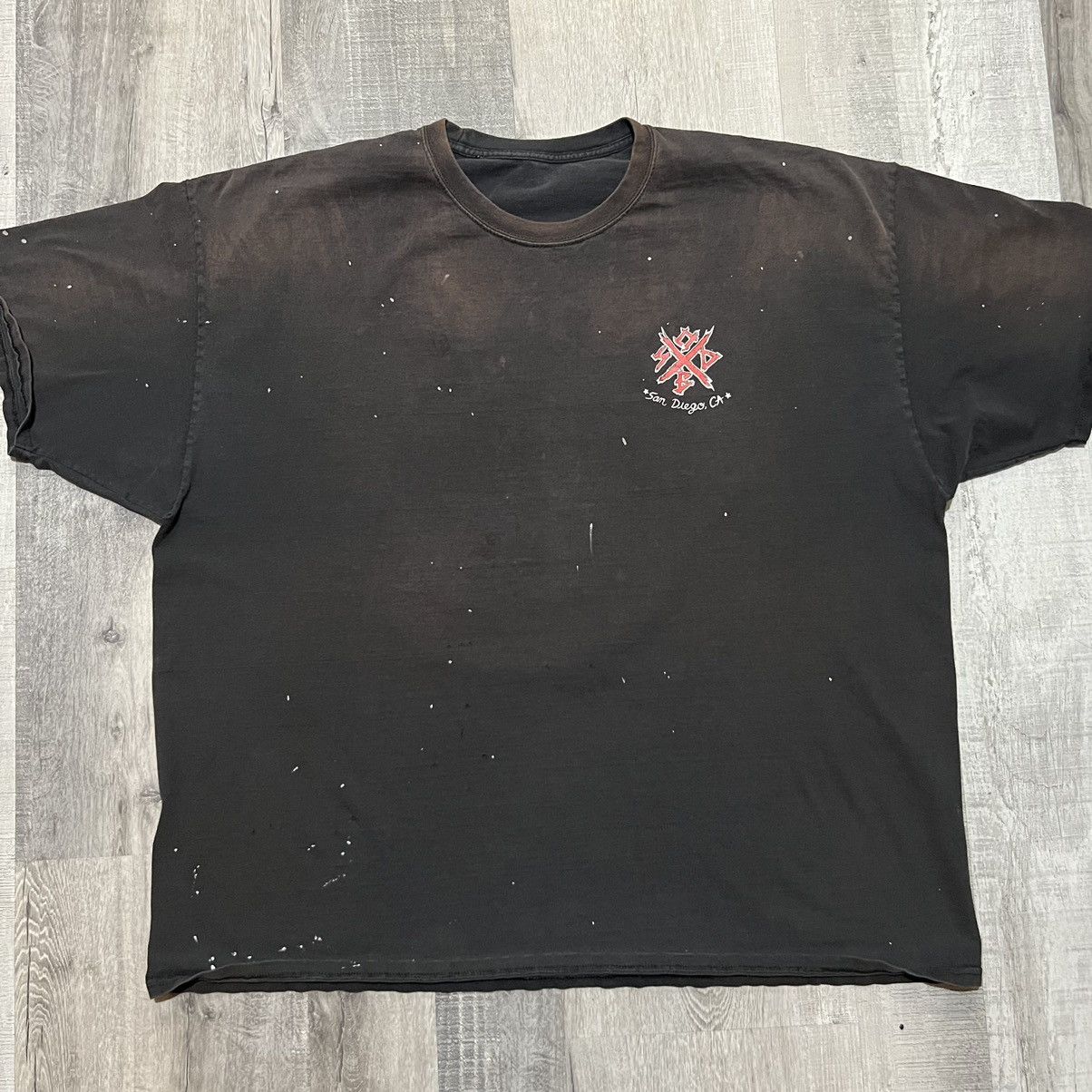American Apparel VTG Hodads San Diego Distressed Faded Black Hot Rod Tee Size US XXL / EU 58 / 5 - 2 Thumbnail