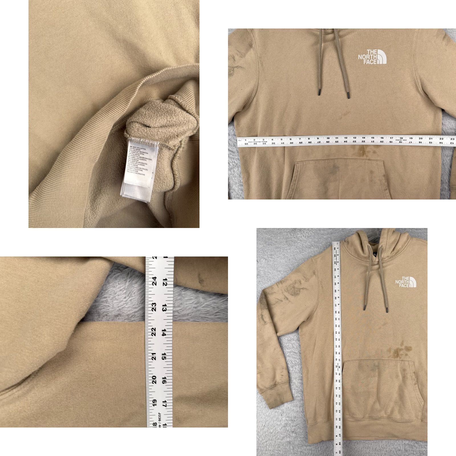The North Face VINTAGE The North Face Hoodie Shirt Men L Beige Cotton Jersey Logo Embroidered Drawstring Hooded Crew Neck Long Sleeve Sports Outdoor Size US L / EU 52-54 / 3 - 8 Thumbnail