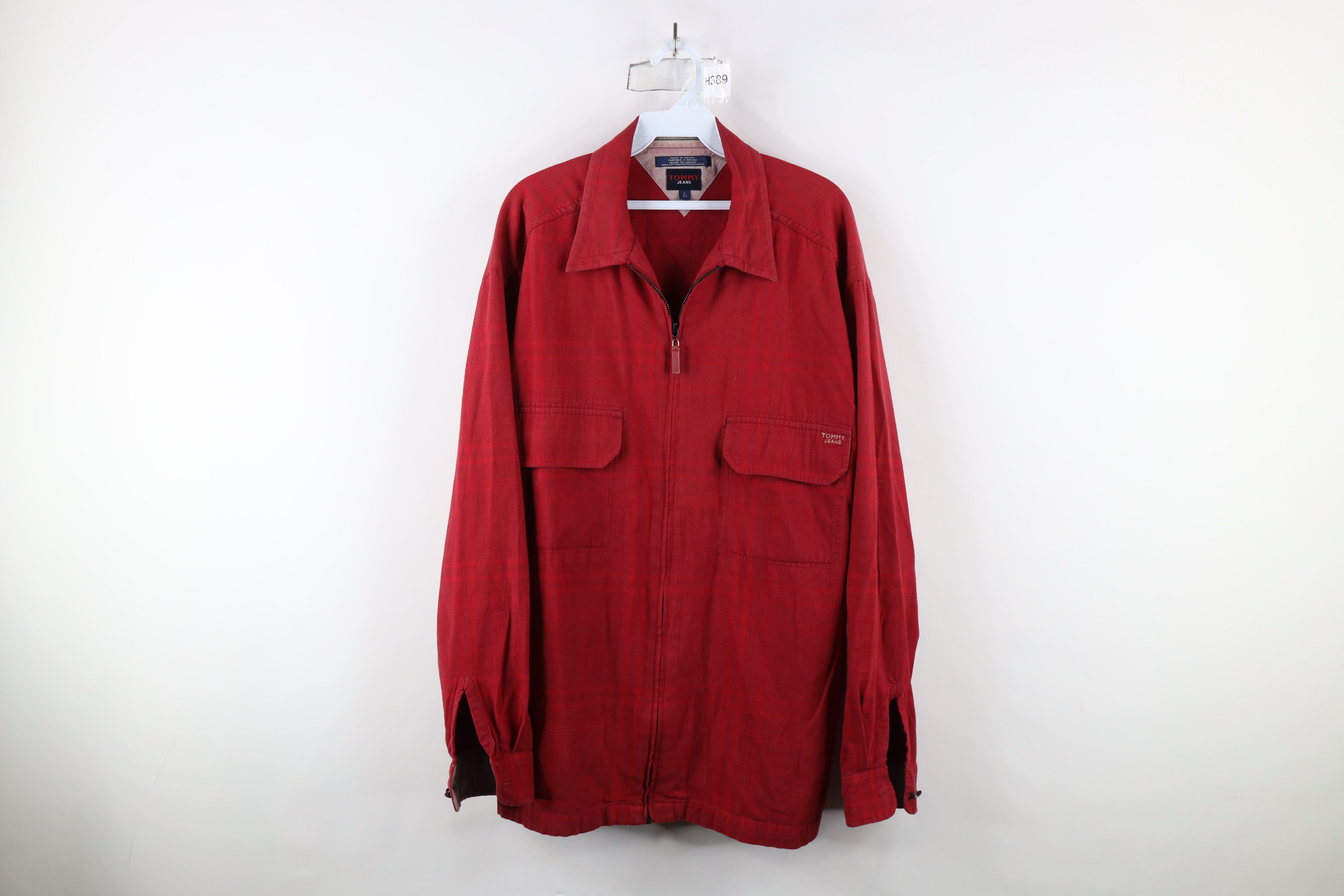 Tommy Hilfiger × Vintage Vintage 90s Tommy Hilfiger Out Flannel Full Zip Shirt Jacket Size US L / EU 52-54 / 3 - 1 Thumbnail