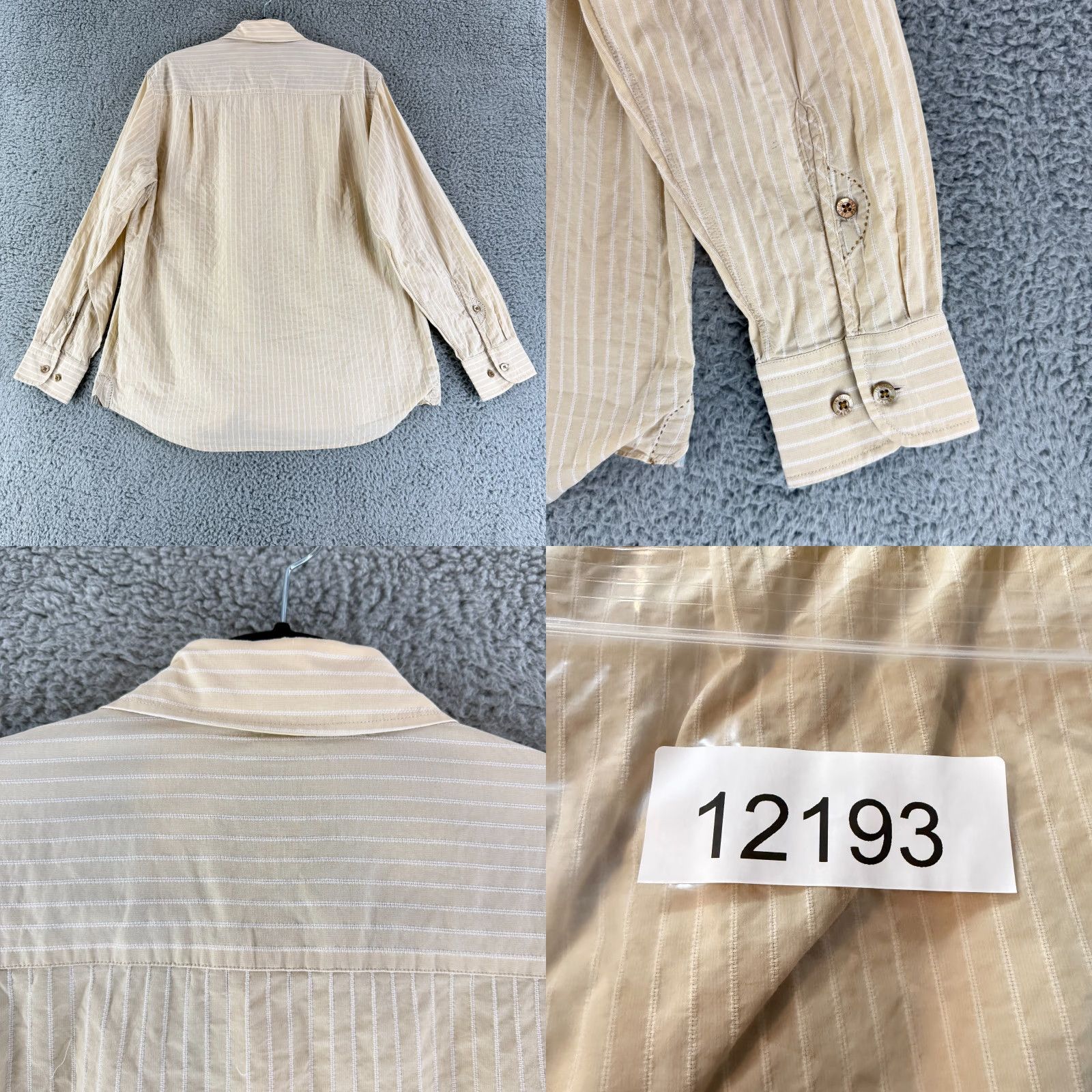 Tommy Bahama Tommy Bahama Indigo Palms Button-Up Shirt Mens Large Beige Stripe Long Sleeve Size US L / EU 52-54 / 3 - 9 Thumbnail