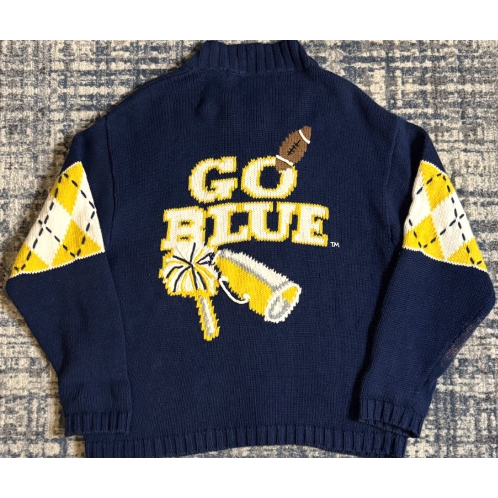 Vintage VINTAGE Michigan Wolverines Birch Bros. Full Zip Sweater L Blue Unisex Adults 90s Football College Go Blue Branding Size US L / EU 52-54 / 3 - 3 Thumbnail