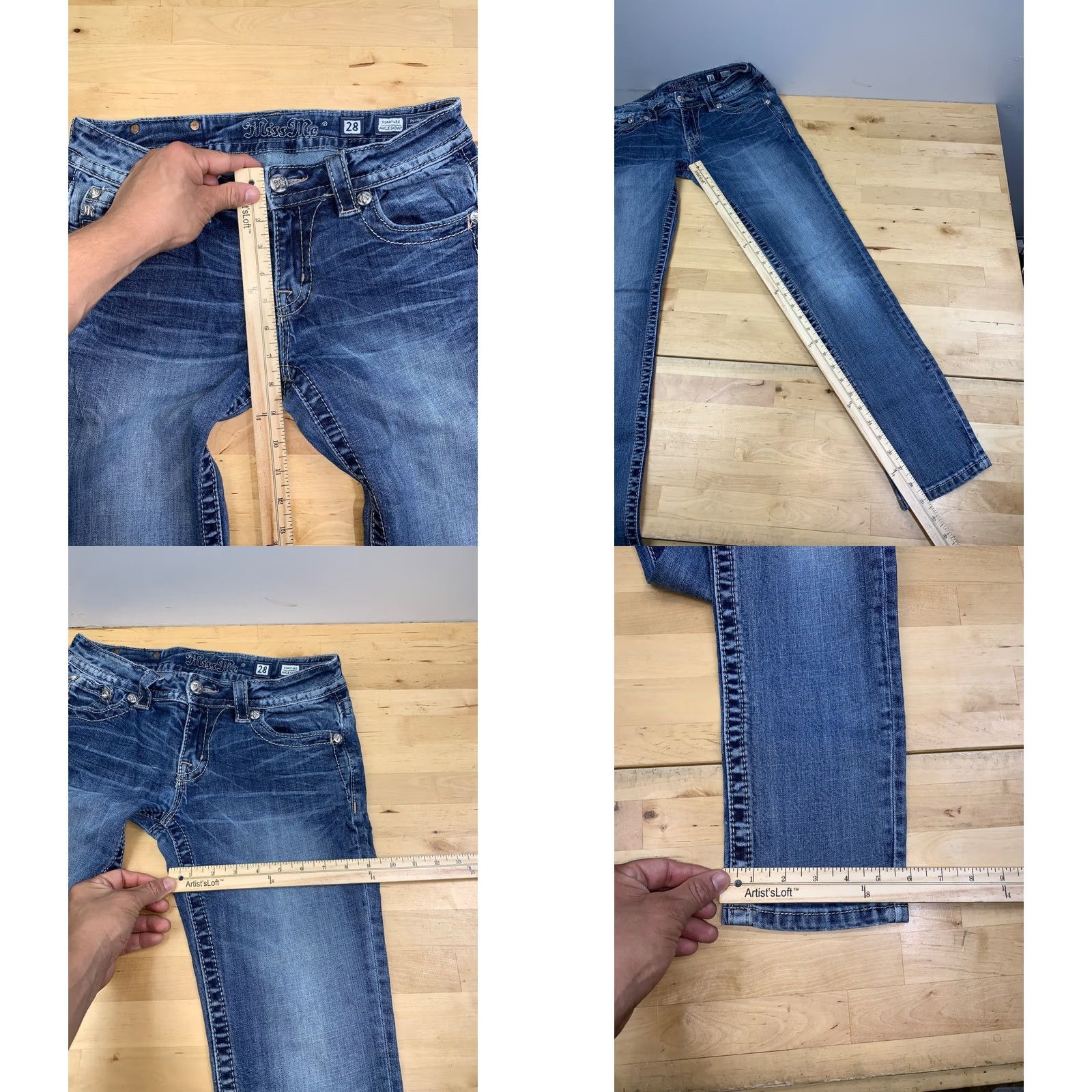 Miss Me Miss Me Jeans Women 28 Blue Ankle Skinny 5-Pocket Embroidered Denim Vintage: No Y2K Style, Regular Inseam 29” Size 28" / US 6 / IT 42 - 8 Thumbnail