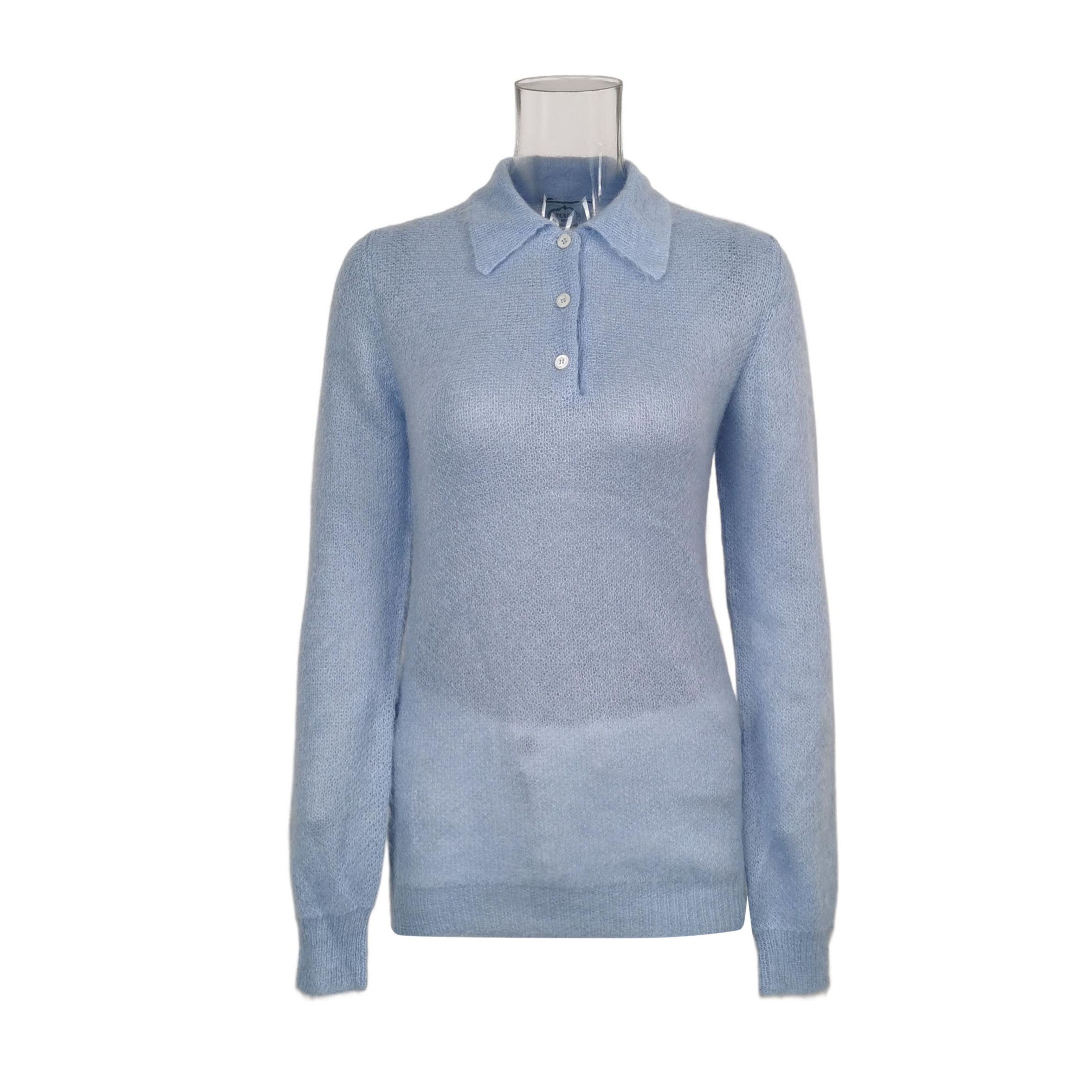 Prada Prada Soft Blue Wool Blend Polo Sweater - dmc Size M / US 6-8 / IT 42-44 - 1 Thumbnail