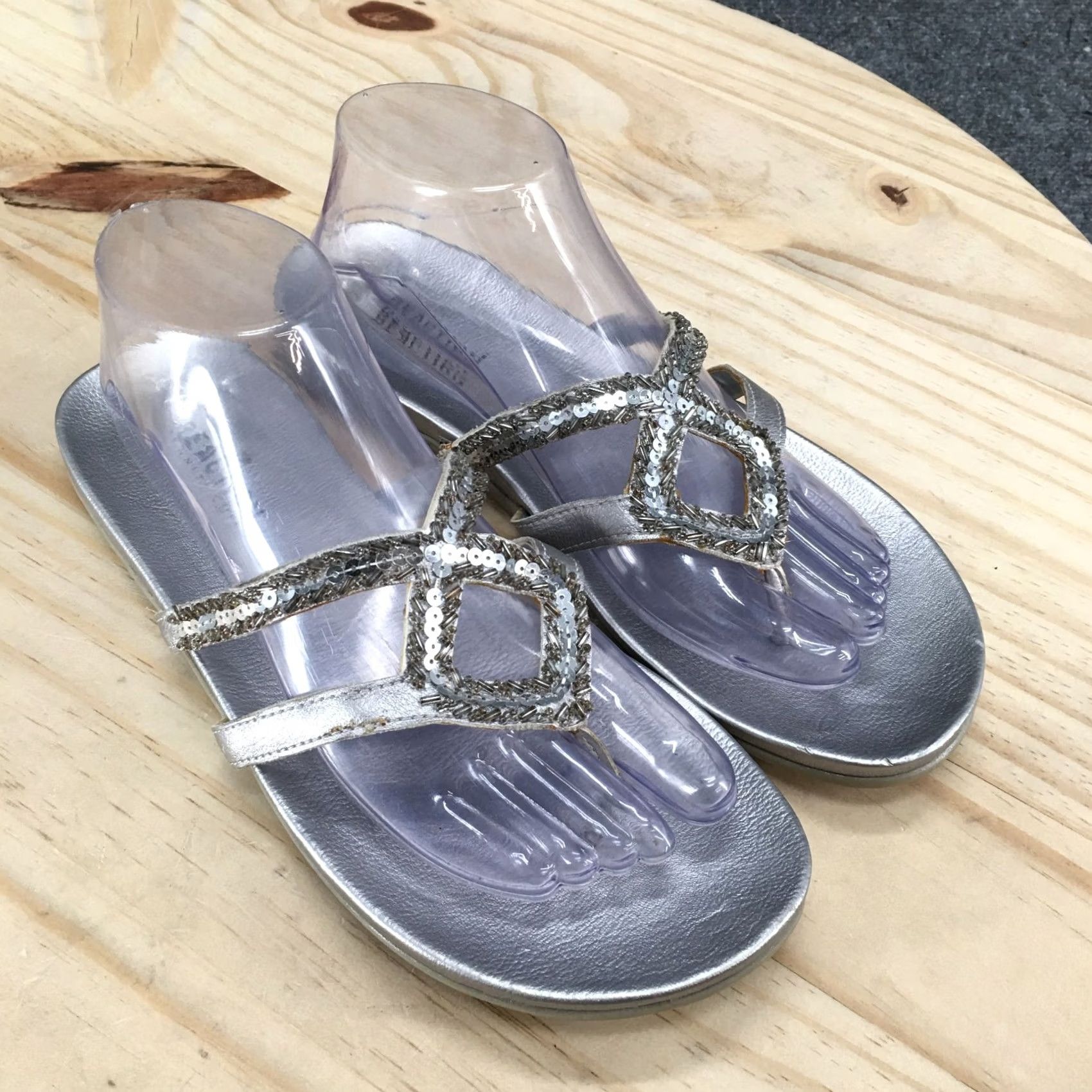 Kenneth Cole Kenneth Cole Reaction Sandals Womens 9 Thong Silver Sequins Casual Comfort Flats Size US 9 / IT 39 - 3 Thumbnail