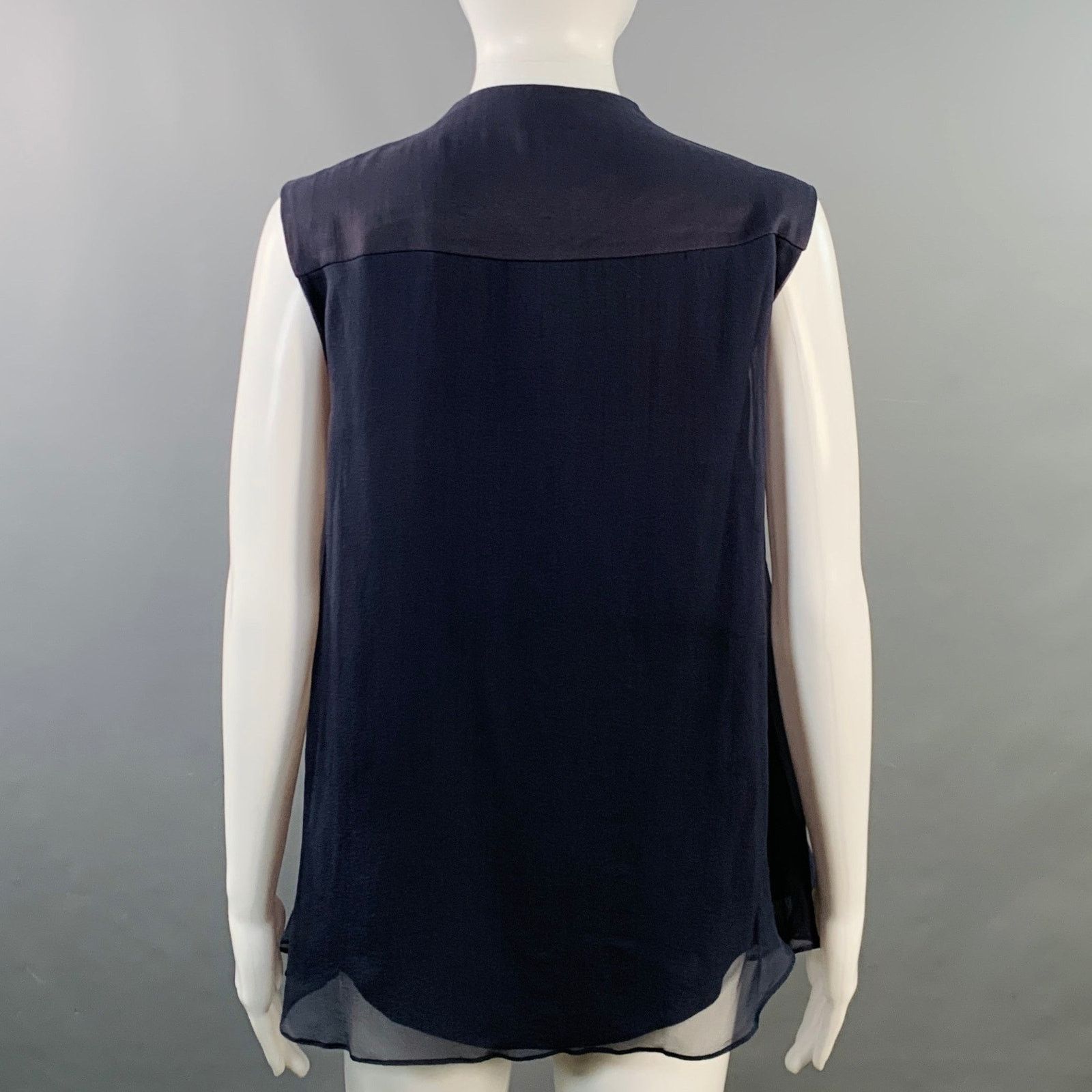 Brunello Cucinelli BRUNELLO CUCINELLI S Two Tone Monili Beading V-Neck Blouse Size S / US 4 / IT 40 - 4 Thumbnail