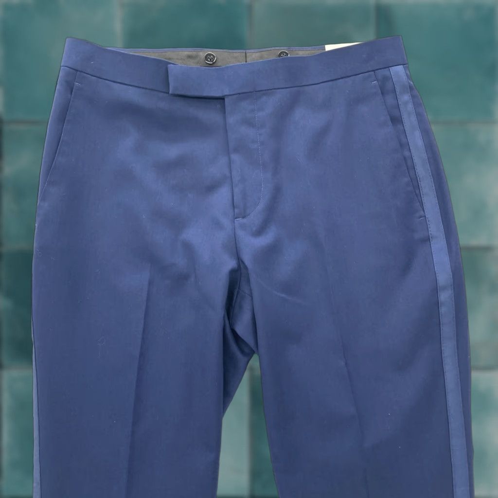 Apt. 9 Apt. 9 Premier Flex Dress Pants Mens 31x32 Slim Blue Striped Career Dress Pants Men Slim Fit Blue Striped Size US 31 - 1 Thumbnail