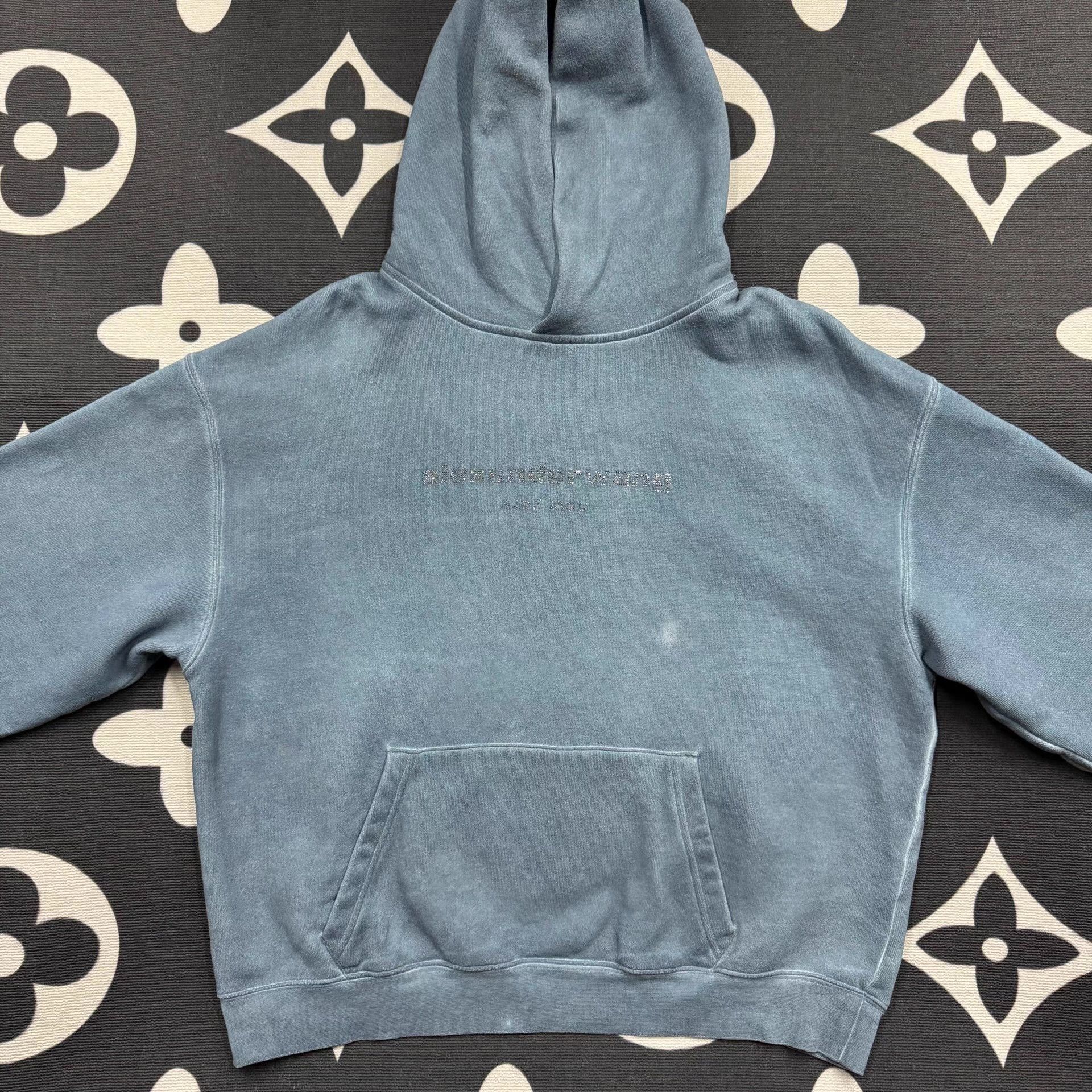 Alexander Wang Alexander Wang Haze Blue Acid Wash Distressed Hoodie Q10 Size US M / EU 48-50 / 2 - 1 Thumbnail