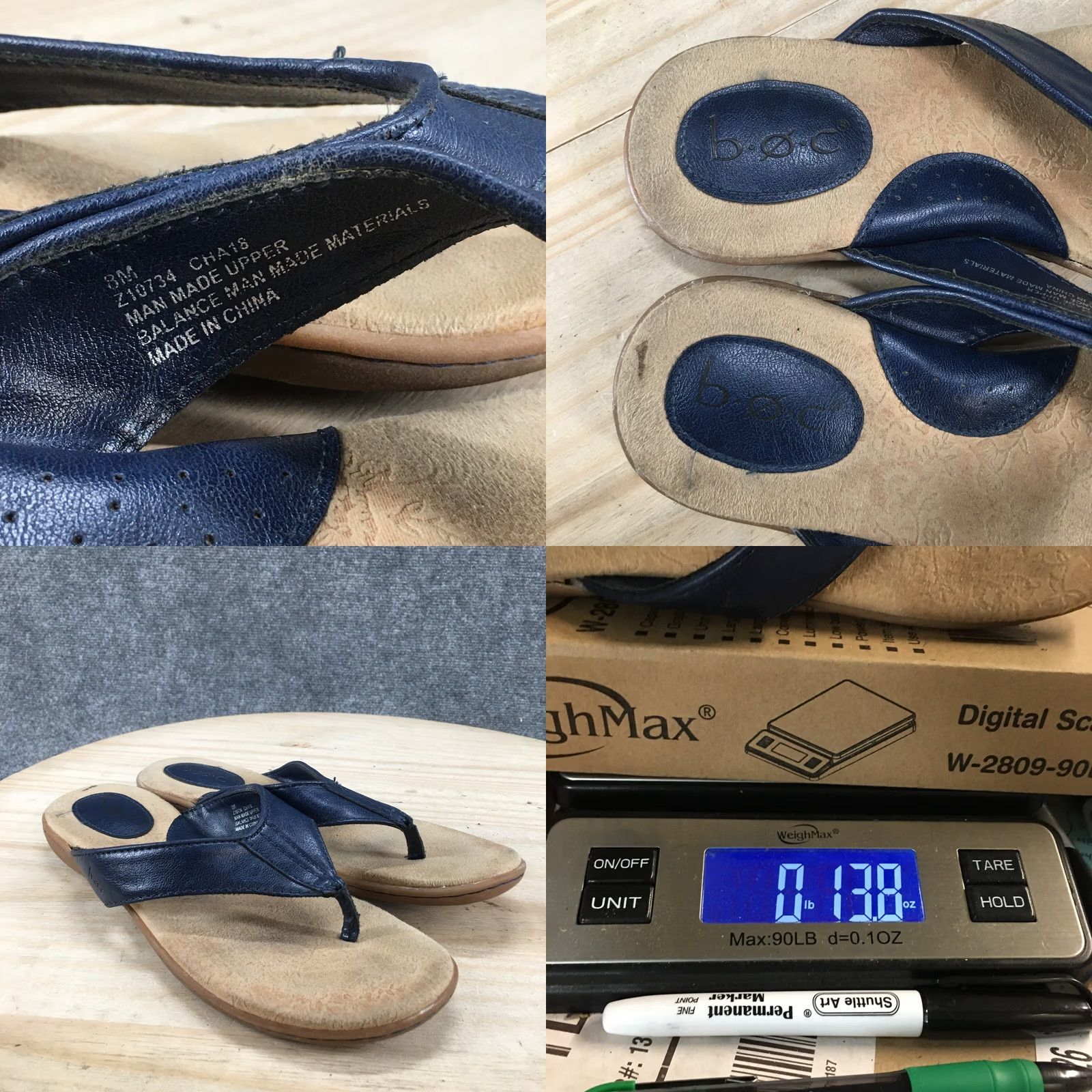 Born Born Concept Sandals Womens 8M Zita Slip On Thong Flats Blue Faux Leather Size US 8 / IT 38 - 10 Thumbnail