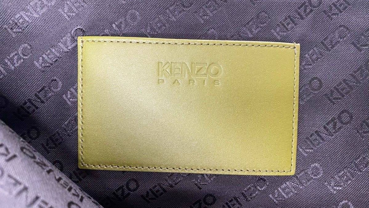 Kenzo KENZO Large 'Boke Flower' Leather Clutch - Khaki Size ONE SIZE - 9 Thumbnail