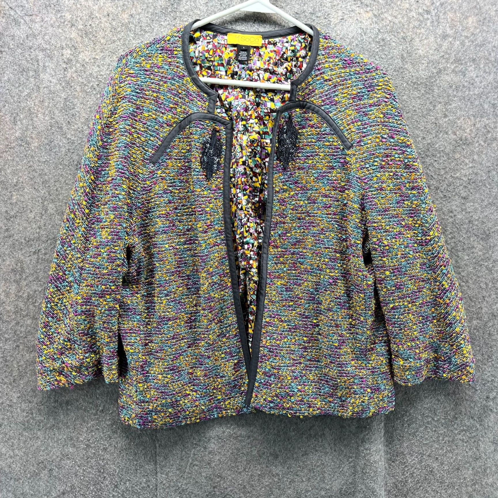 St. John St John Jacket Womens Large Multicolor Knit Open Front Blazer Artsy Texture SoCa Ladies Shirt? Size L / US 10 / IT 46 - 2 Thumbnail