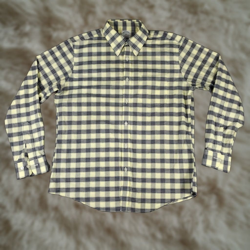 Brooks Brothers Brooks Brothers Shirt Mens L Yellow Plaid Regent Button Up Long Sleeve Regular Cotton Button-Down Casual Formal Workwear Size US L / EU 52-54 / 3 - 1 Thumbnail