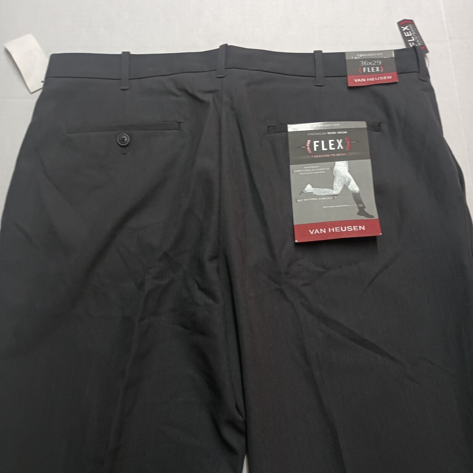 Van Heusen VAN HEUSEN Flex Pants Men's 36x29 Stretch Straight Fit Black Size US 36 / EU 52 - 8 Thumbnail