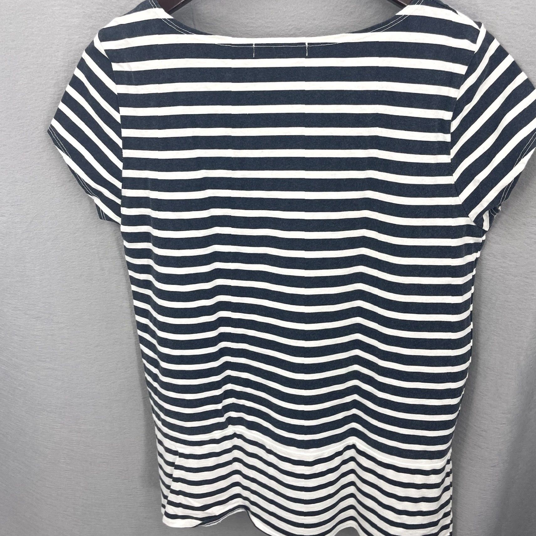 Nautica Mouchette Blouse Womens Large Tunic Striped Double Pocket Pockets Tee Nautical Preppy Size L / US 10 / IT 46 - 4 Thumbnail
