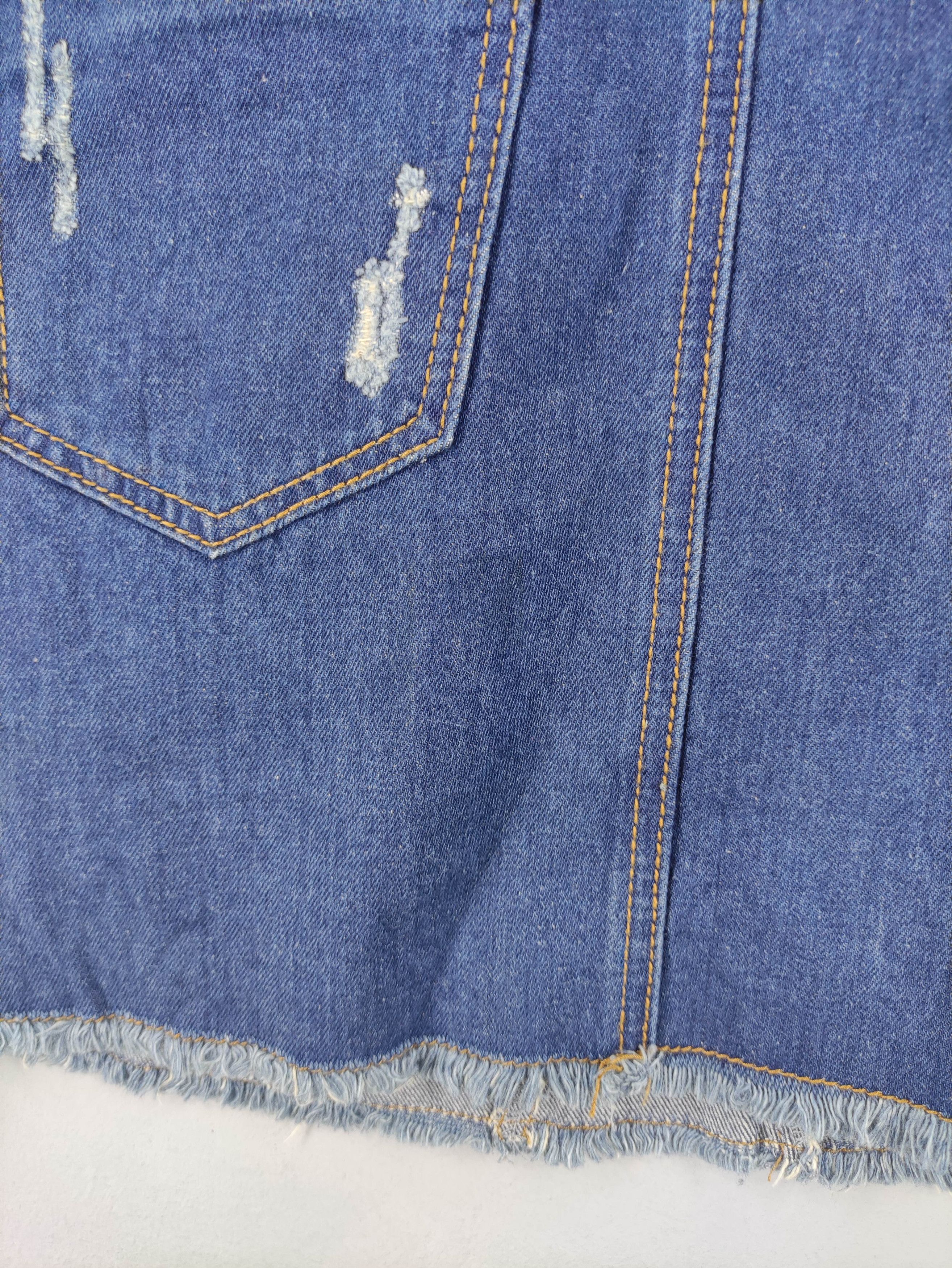 Indigo Vintage Indigo distressed Overall Short Skirts Jumpsuits Size 32" / US 10 / IT 46 - 10 Thumbnail