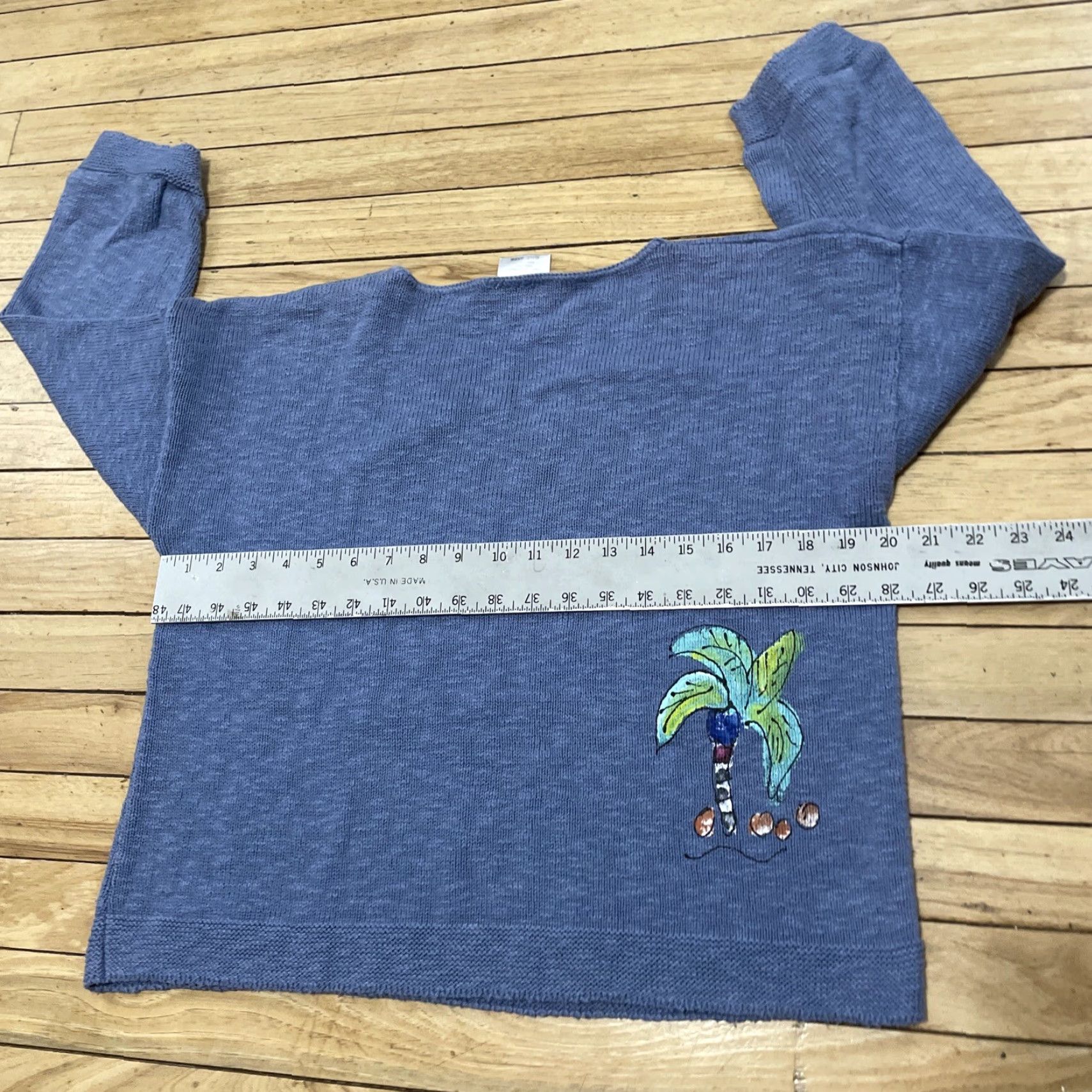 Vintage VINTAGE STICKCHICS Crop Knit Sweater Women One Size Made USA Hand Painted Palm Tree Isle Size ONE SIZE - 5 Thumbnail