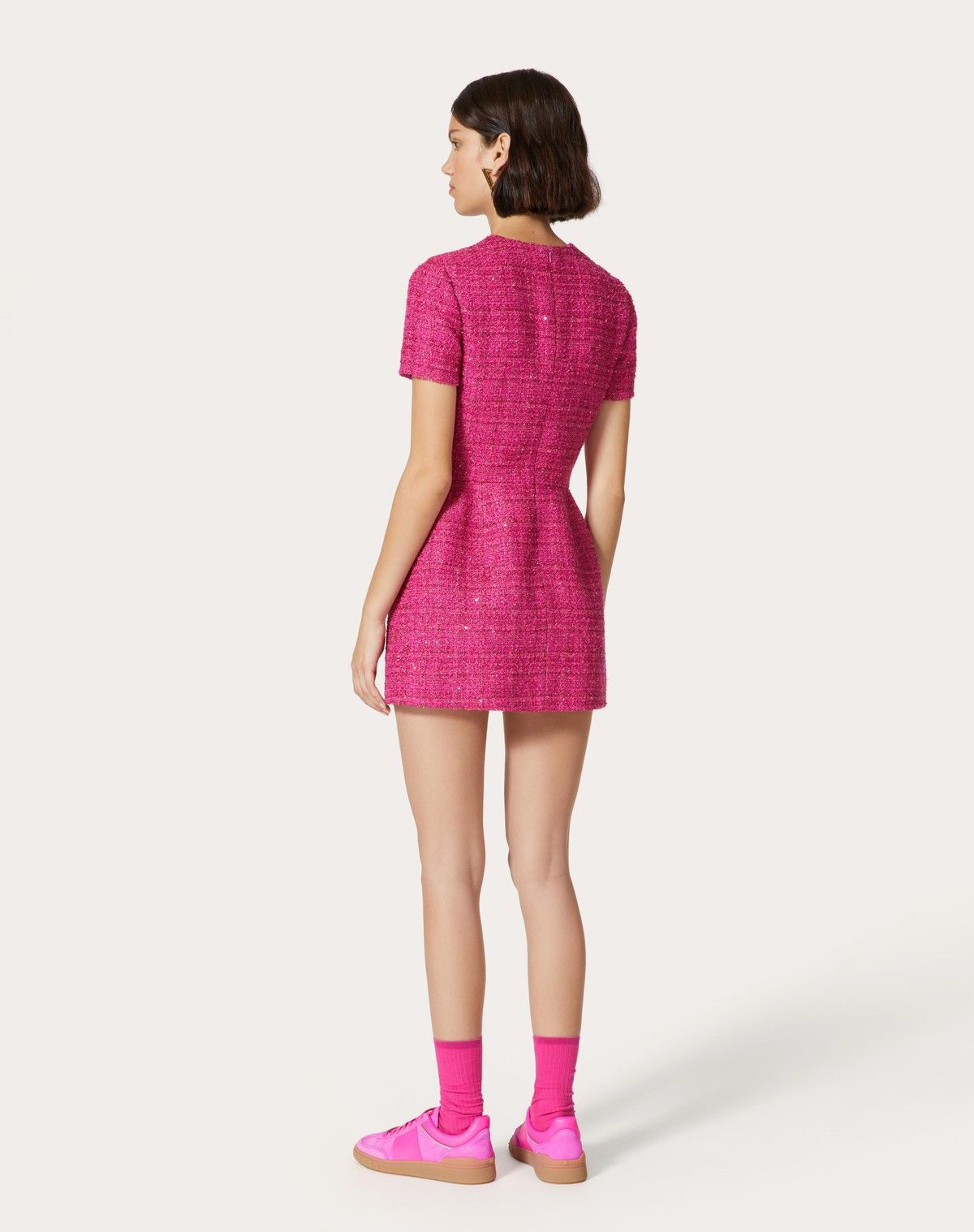Valentino o1s1wg110525 Short Dress In Glaze Tweed Light in Pink Size XS / US 0-2 / IT 36-38 - 5 Thumbnail