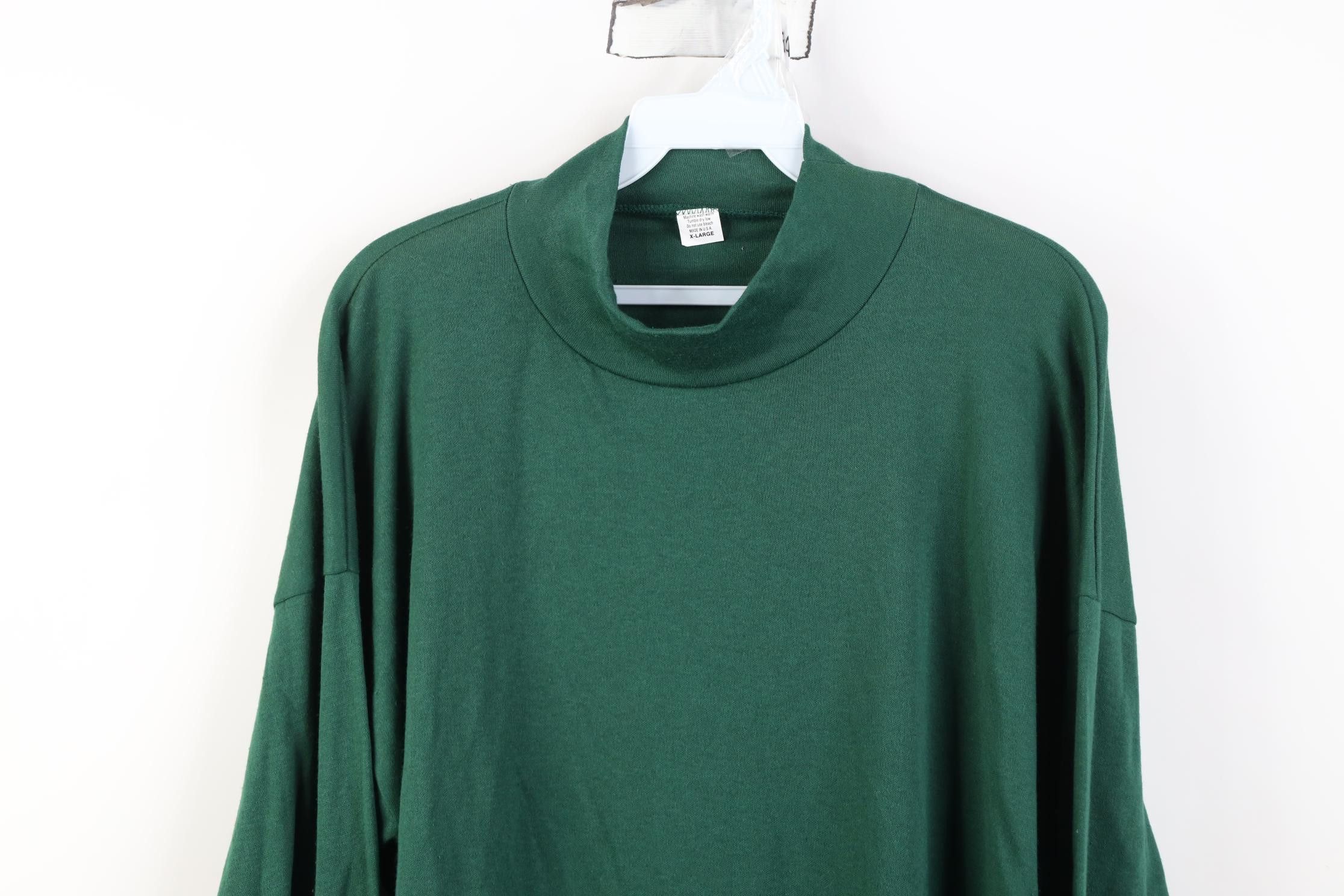 Vintage Deadstock Vintage 90s Streetwear Mock Neck T-Shirt Green USA Size US XL / EU 56 / 4 - 2 Thumbnail