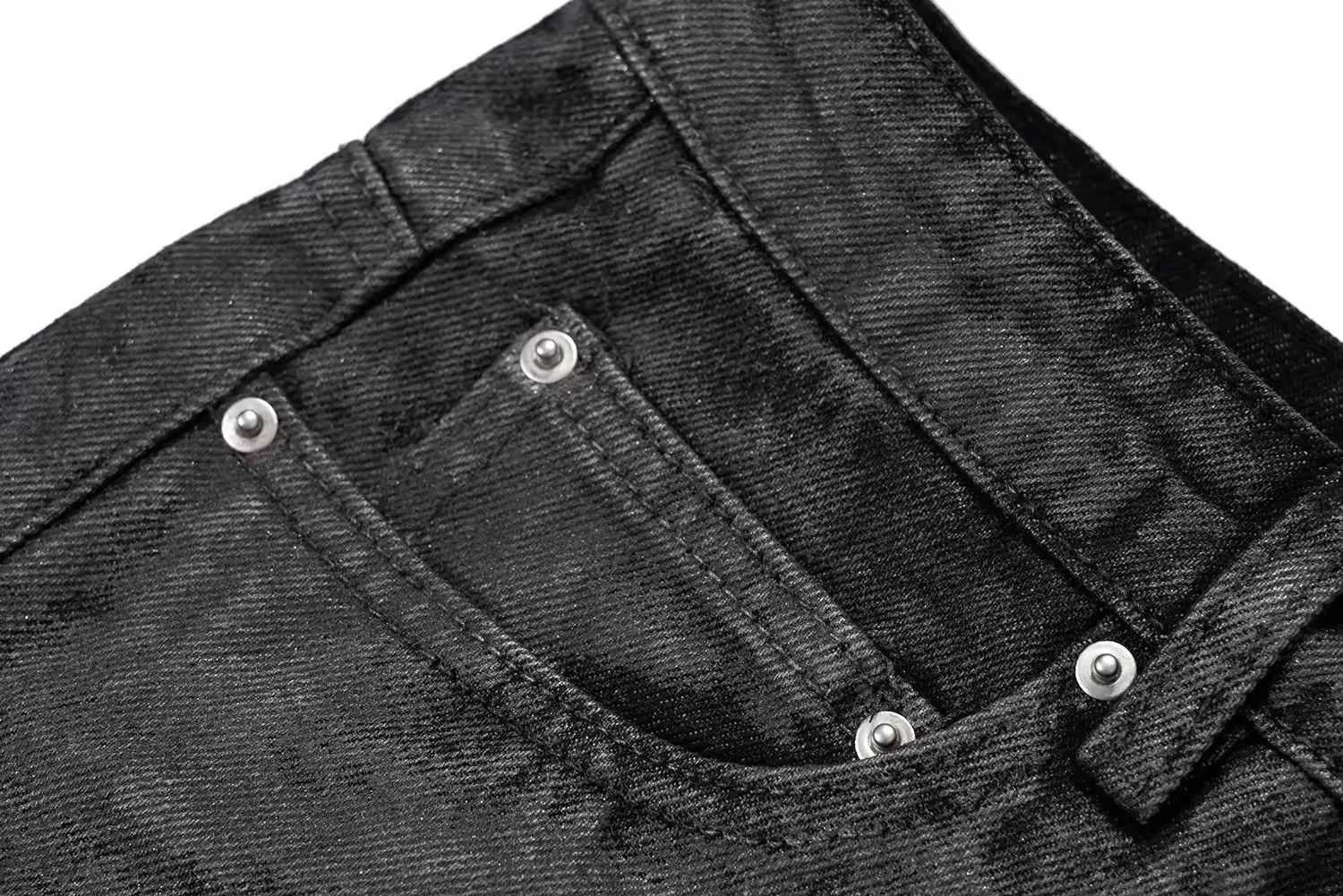 Japanese Brand Hand Brushed Glue Sparkling Baggy Flare Jeans Size US 32 / EU 48 - 6 Thumbnail