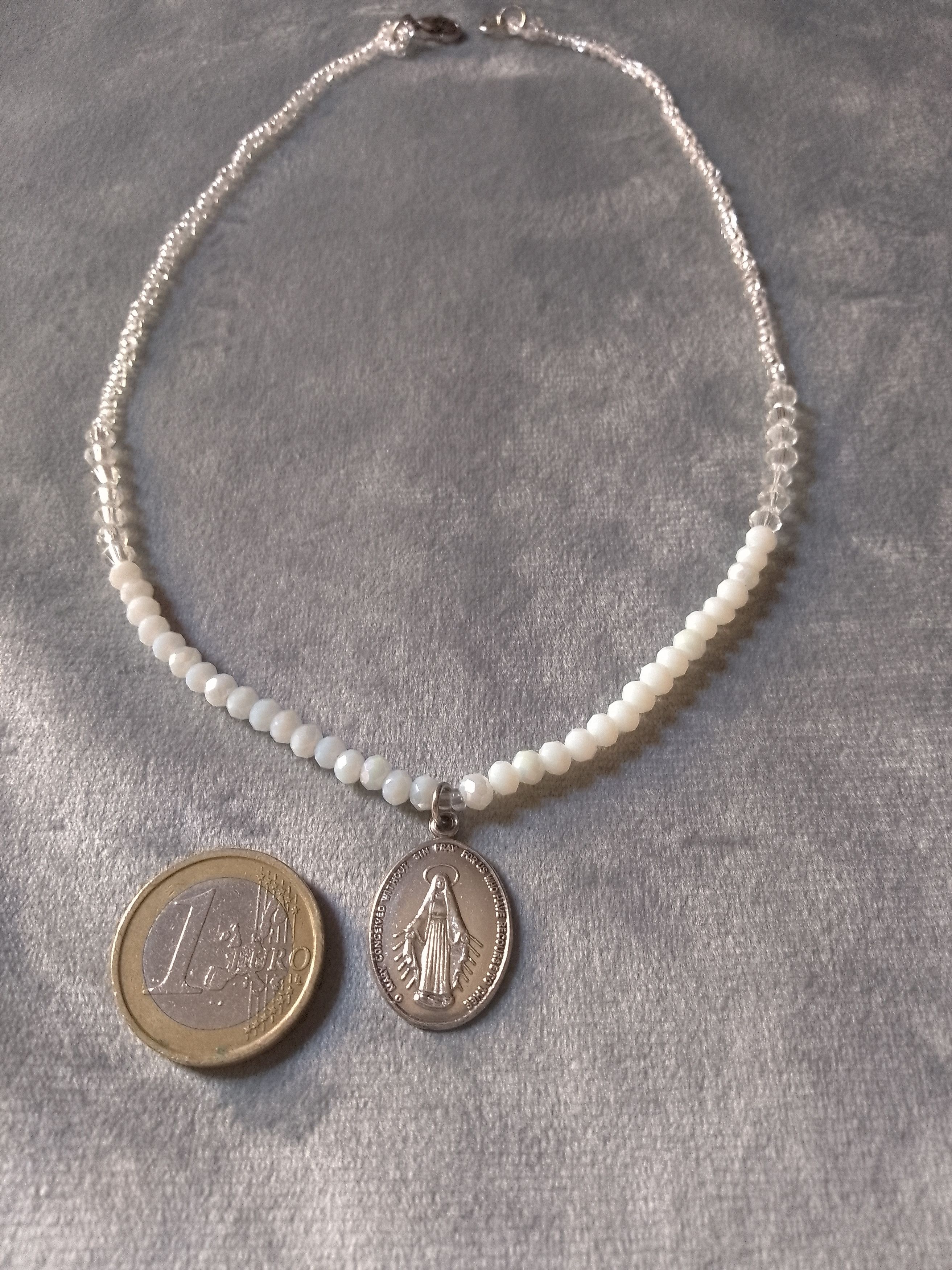 Handmade Pendant Silver 925 Virgin Mary with crystal necklace Size ONE SIZE - 4 Thumbnail